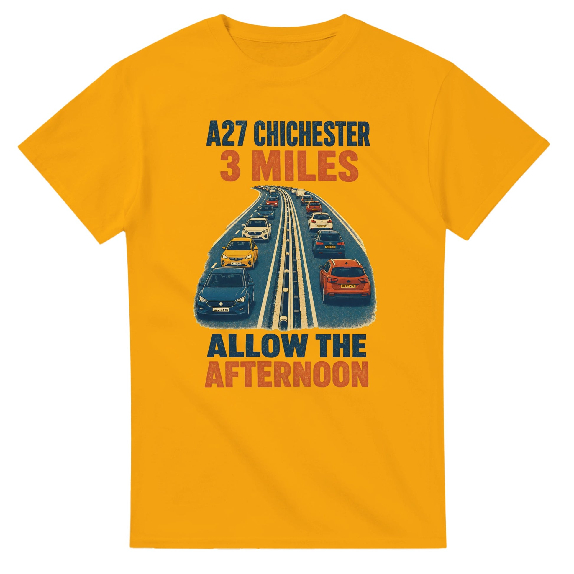 A27 Chichester – 3 Miles, Allow the Afternoon T-shirt — product view 14