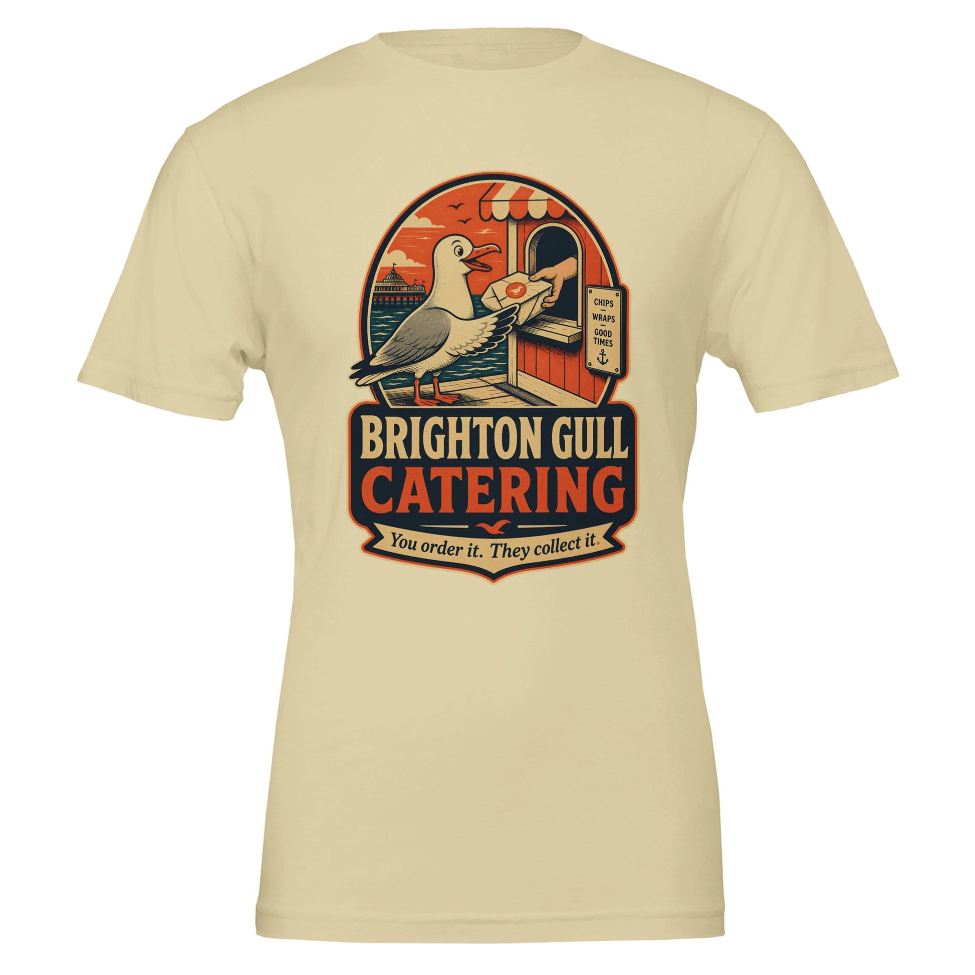 Brighton Gull Catering T-shirt — Illustrated — product view 5