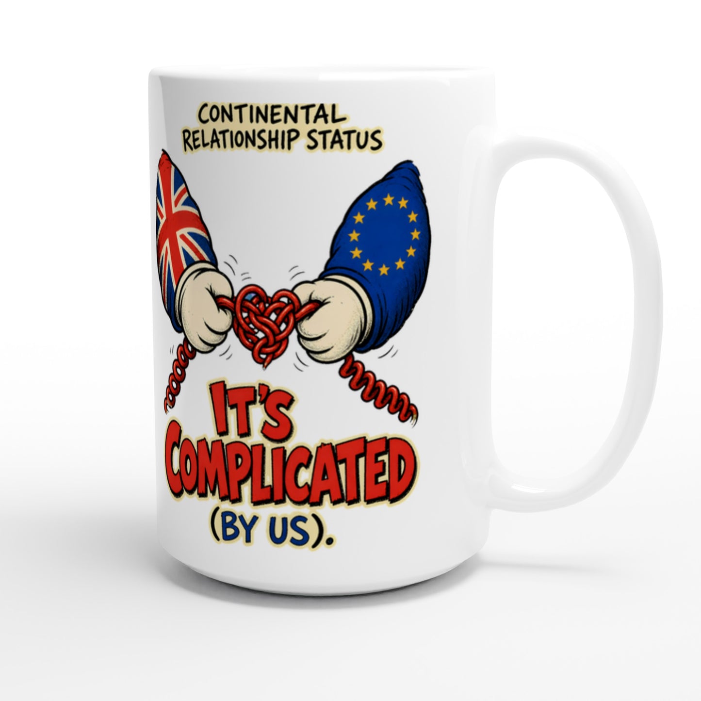 It's Complicated (By Us) UK–EU 1990s Cartoon Large Mug — product view 3
