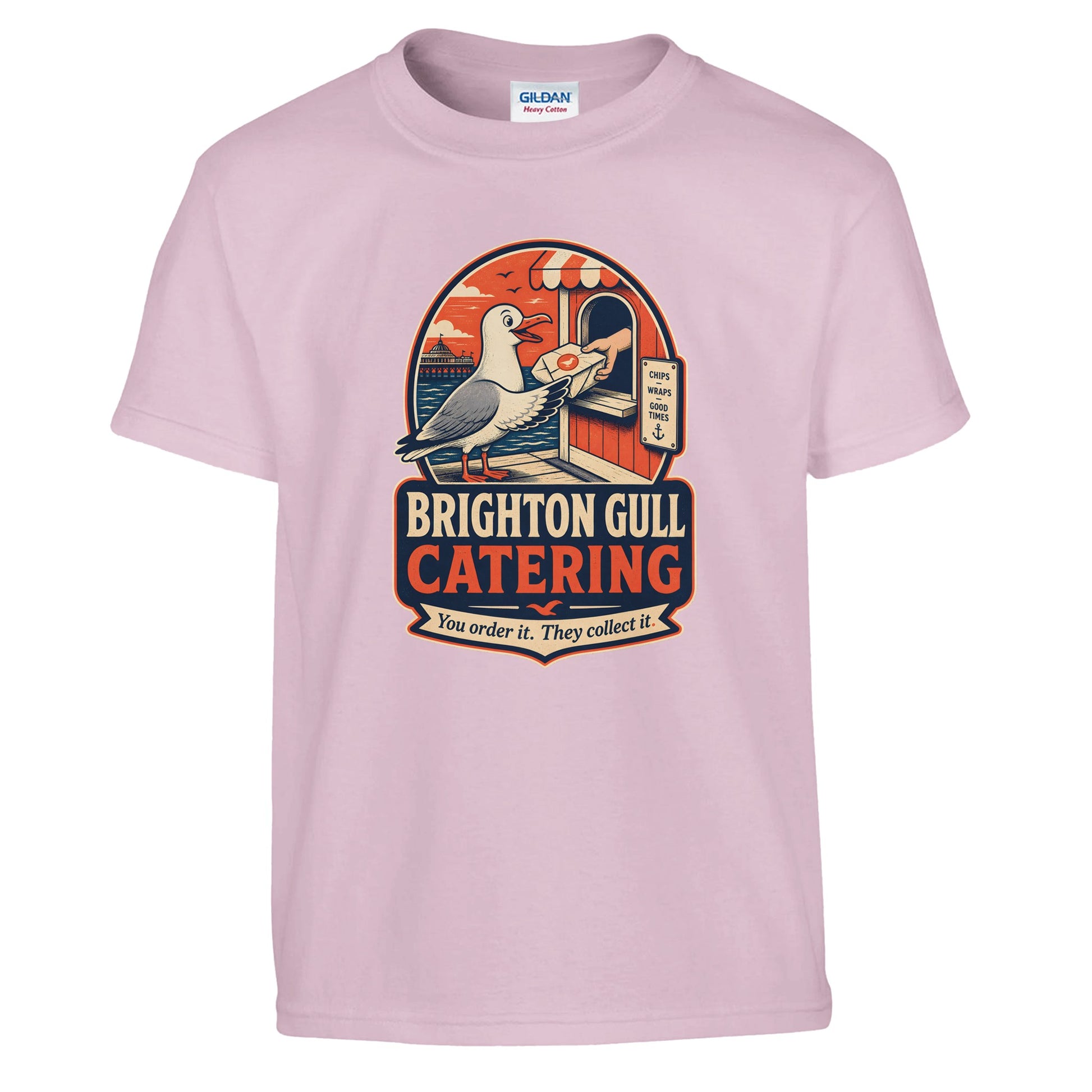 Brighton Gull Catering — Illustrated Kids' T-shirt — product view 9