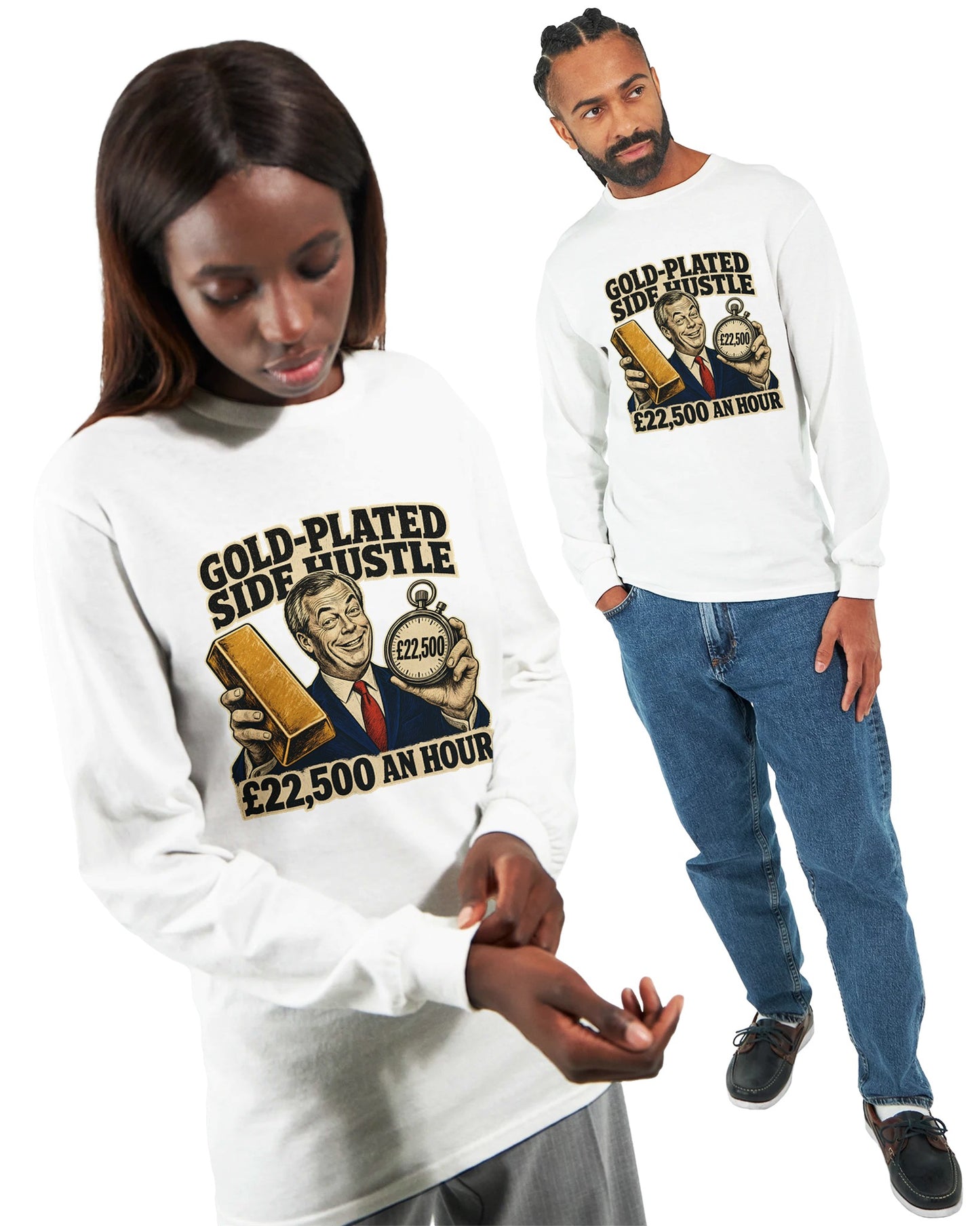 Gold-Plated Side Hustle £22,500 an Hour Long-Sleeve T-shirt — product view 15