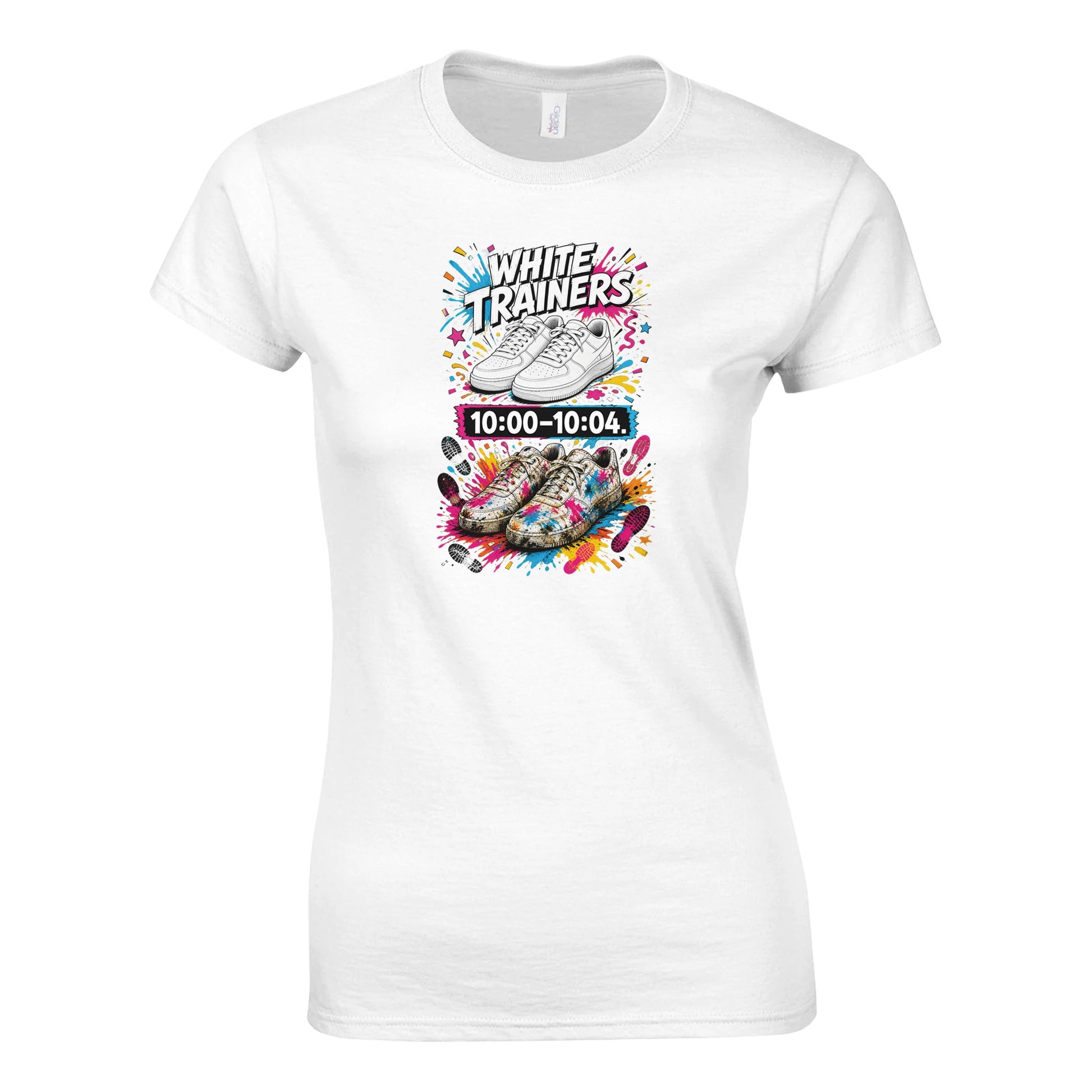 White Trainers: 10:00–10:04 Women's T-shirt — product view 1