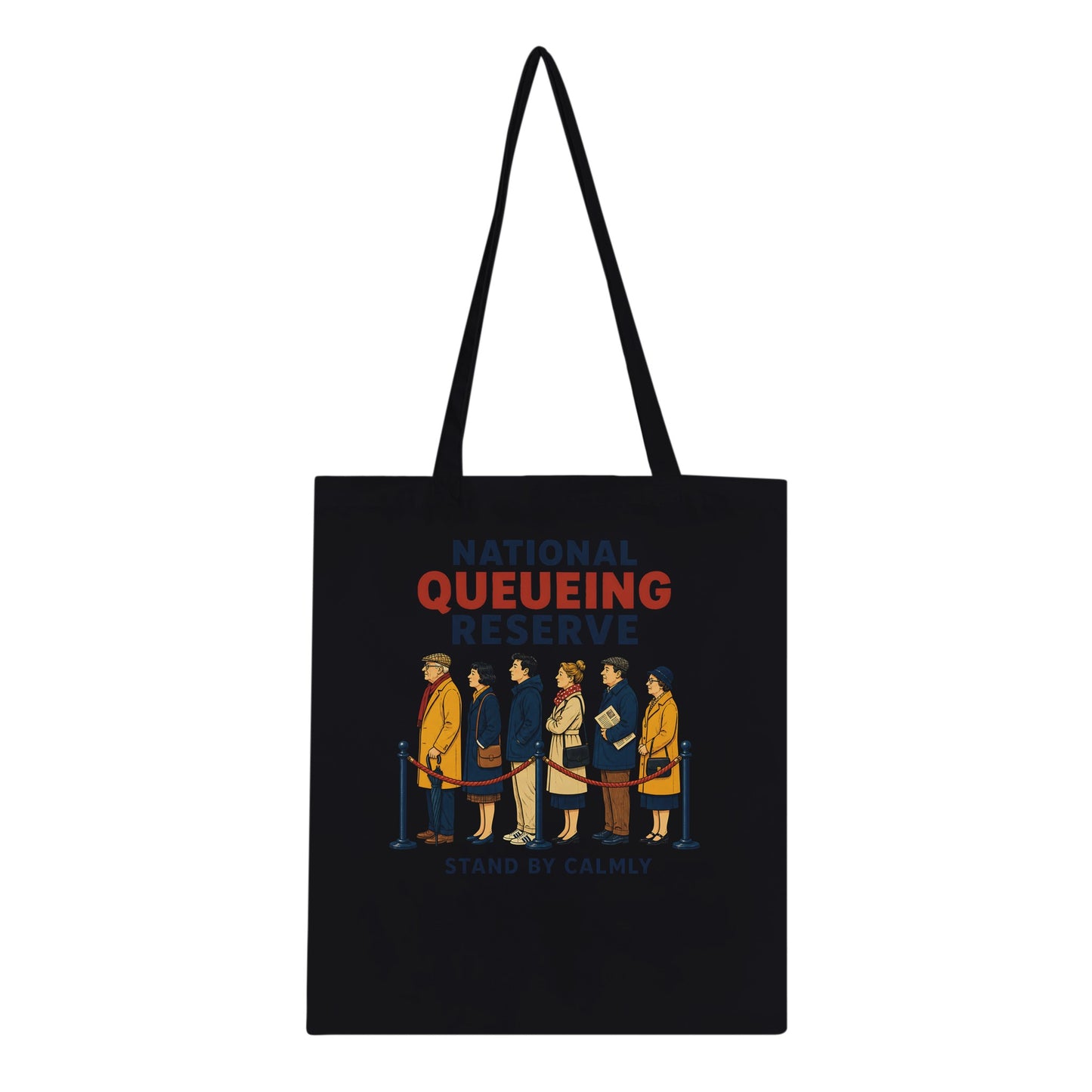 National Queueing Reserve – British Queue Graphic Tote Bag — product view 3