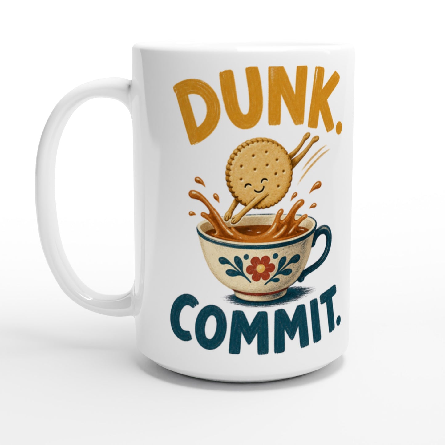 Dunk. Commit. Tea Biscuit Graphic Large Mug — product view 1