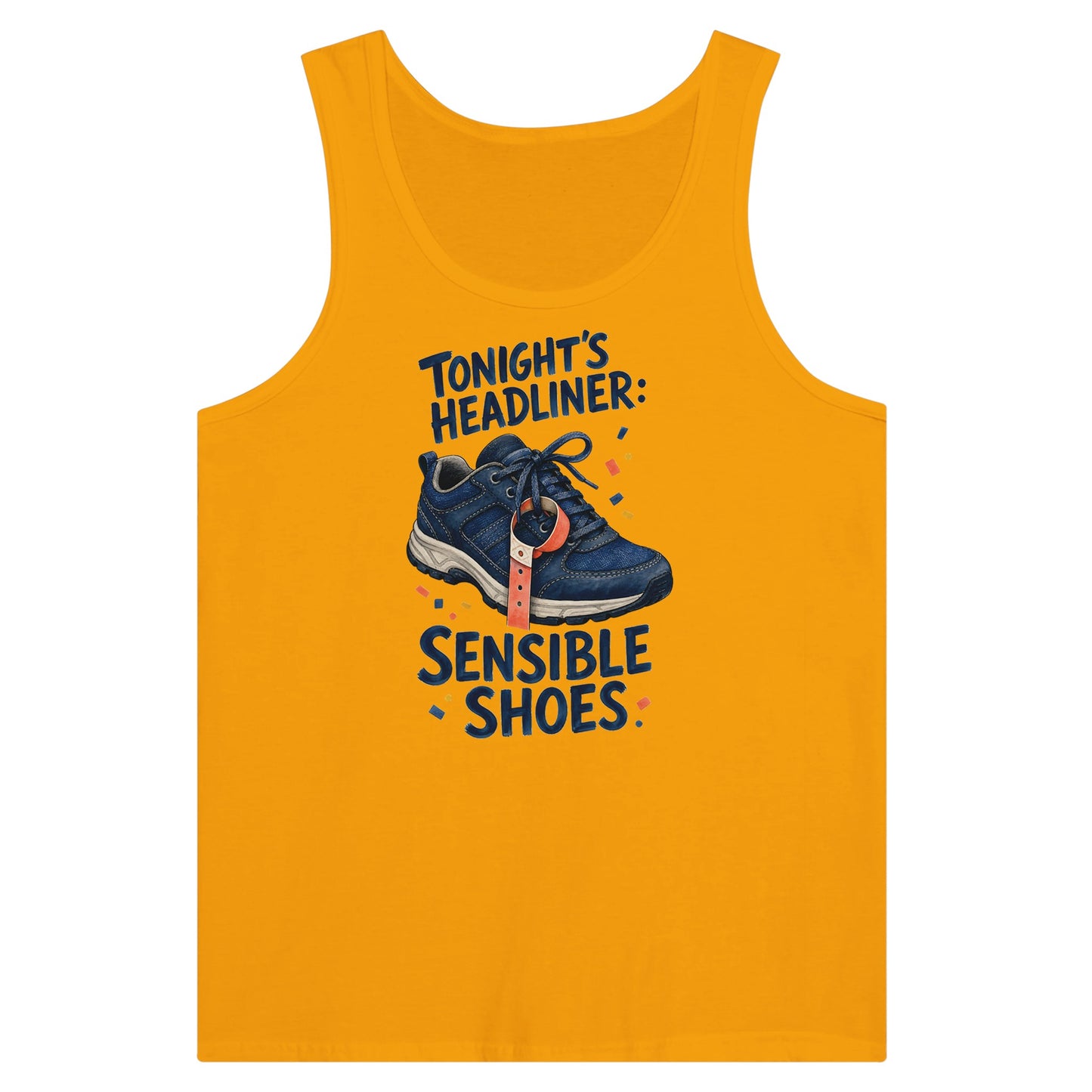 Tonight's Headliner: Sensible Shoes Concert Premium Unisex Tank Top — product view 11