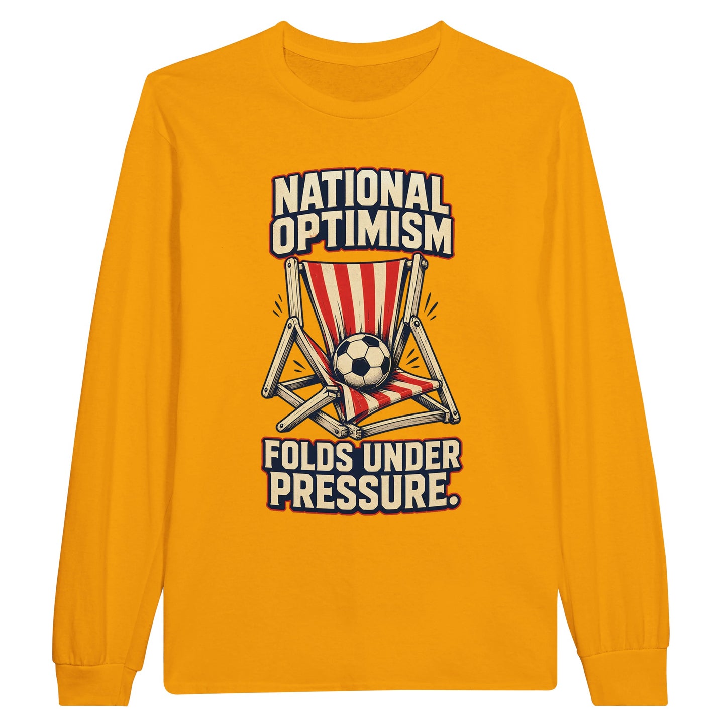 National Optimism Folds Under Pressure Football Long-Sleeve T-shirt — product view 4