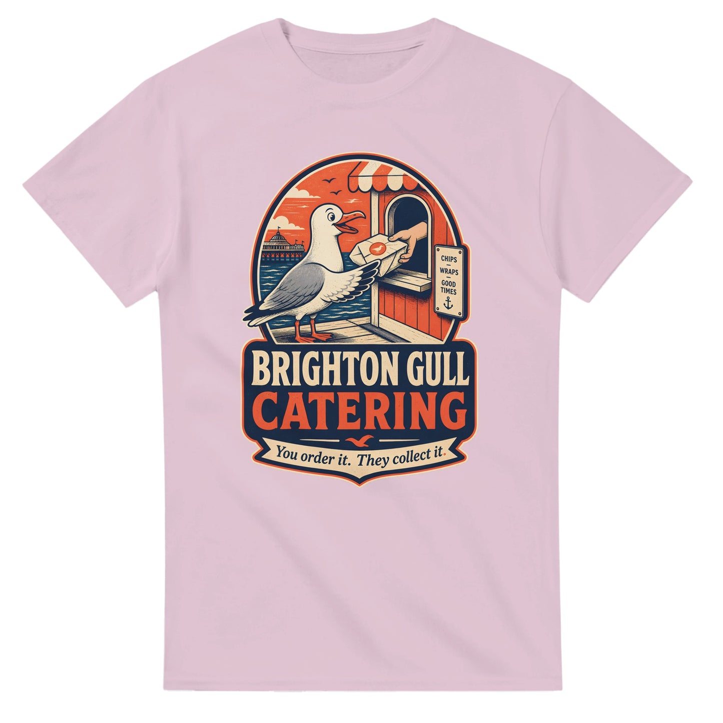 Brighton Gull Catering T-shirt — Illustrated — product view 4