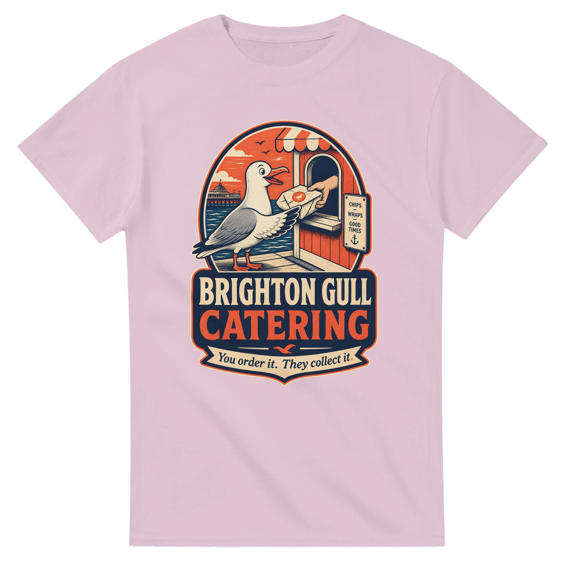 Brighton Gull Catering T-shirt — Illustrated — product view 4
