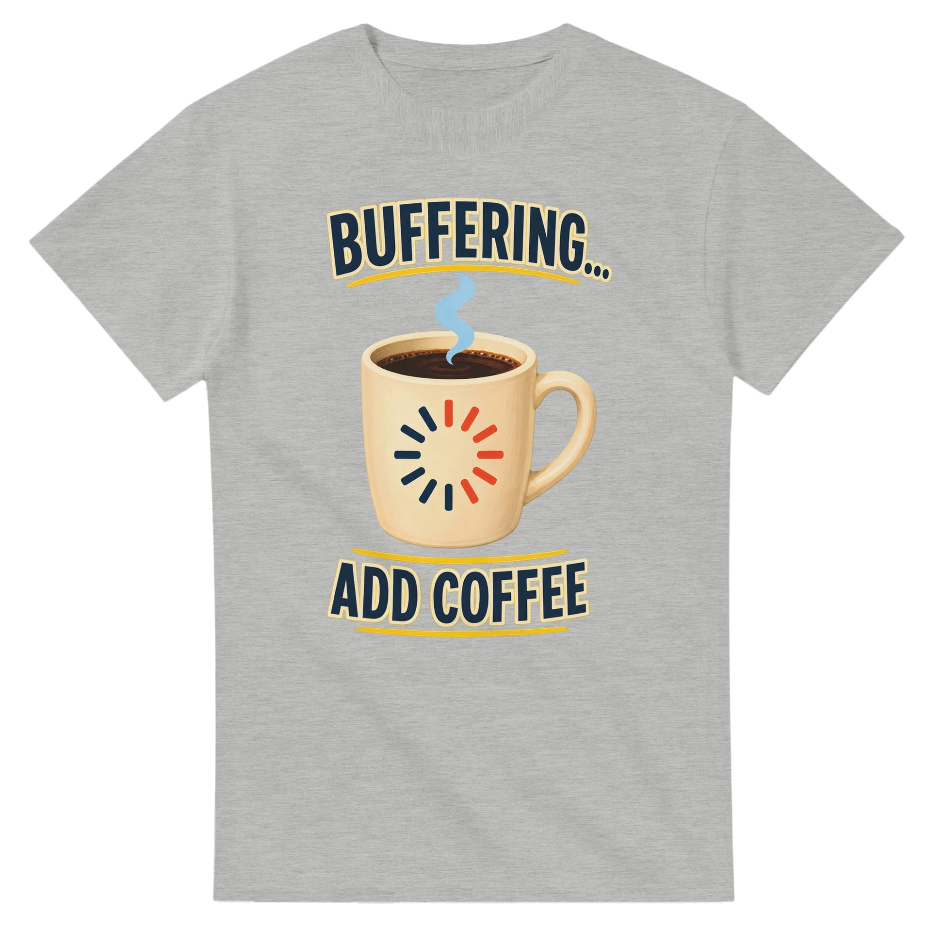 Buffering... Add Coffee — Outlined Loading Mug Graphic T-shirt — product view 2