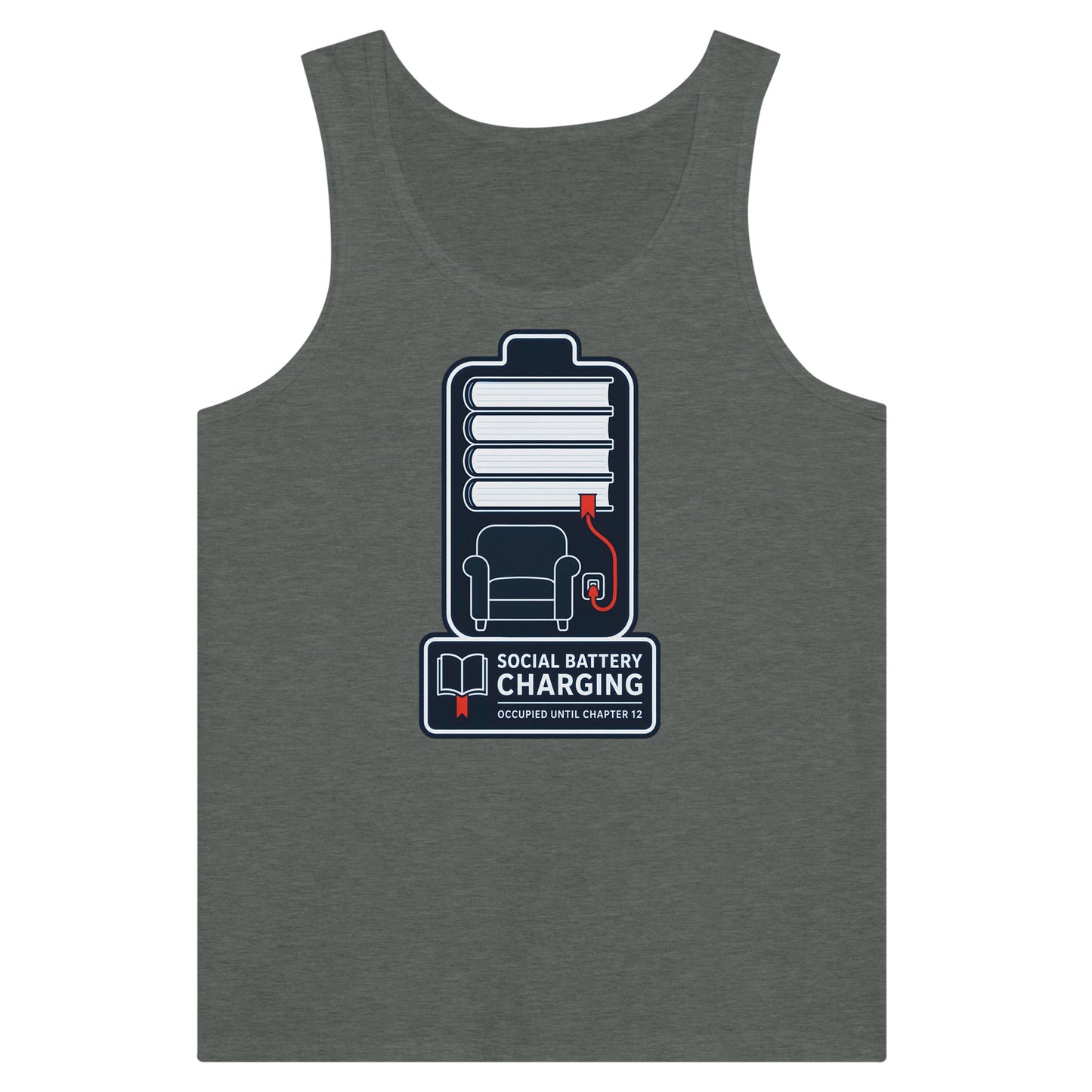 Social Battery Charging Premium Unisex Tank Top — product view 4
