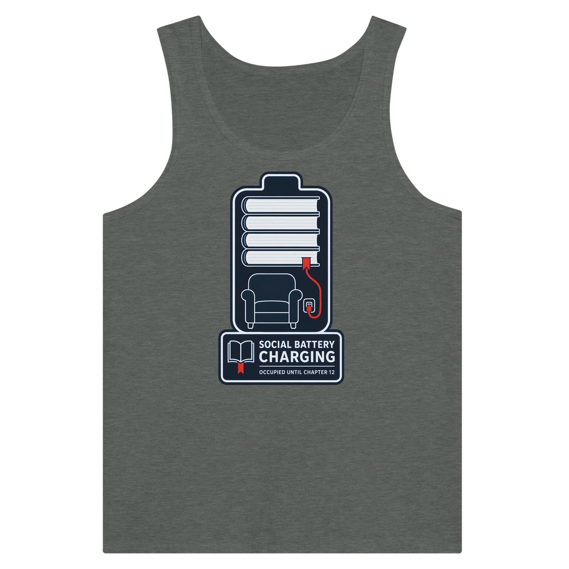 Social Battery Charging Premium Unisex Tank Top — product view 4