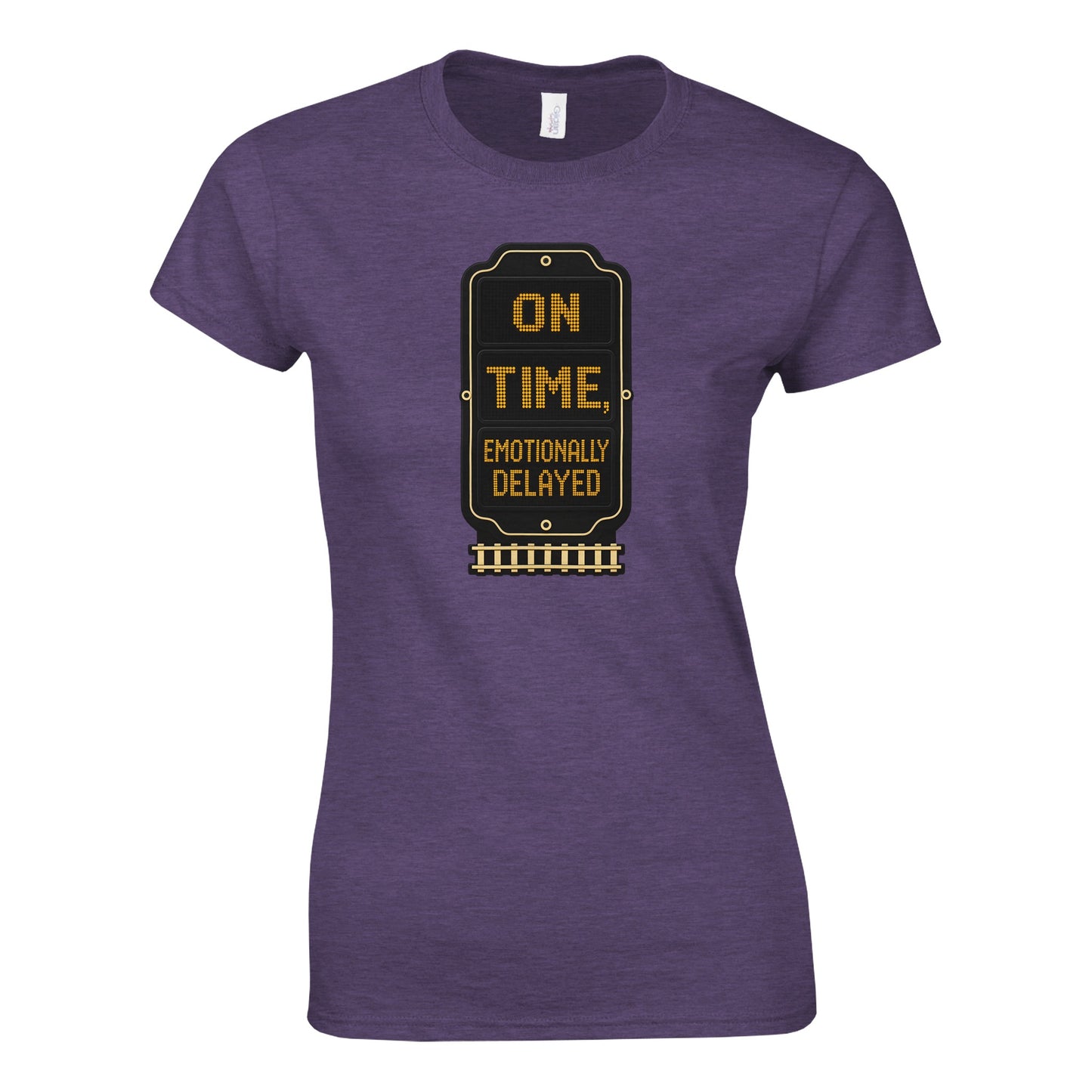 On Time, Emotionally Delayed Rail Graphic Women's T-shirt — product view 9
