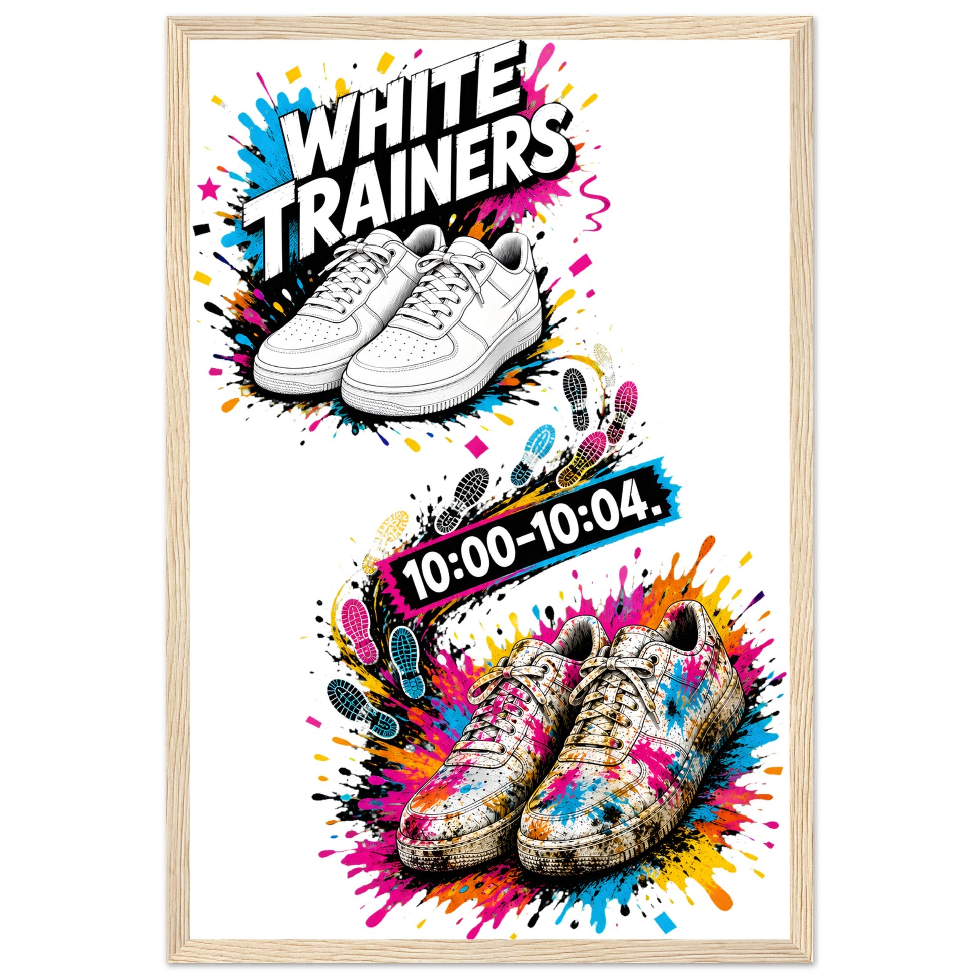 White Trainers: 10:00–10:04 Framed Wall Art — product view 3