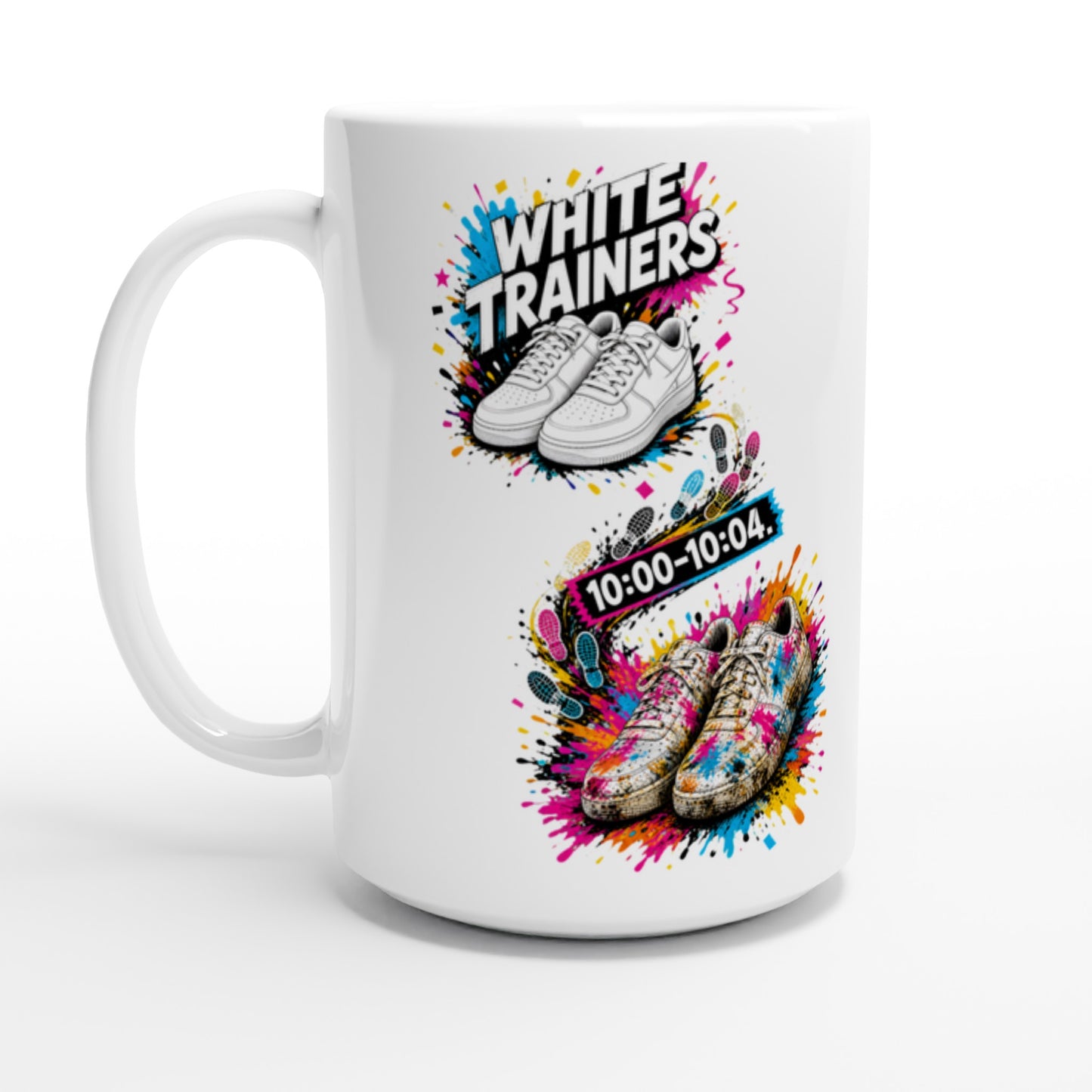 White Trainers: 10:00–10:04 Large Mug — product view 1