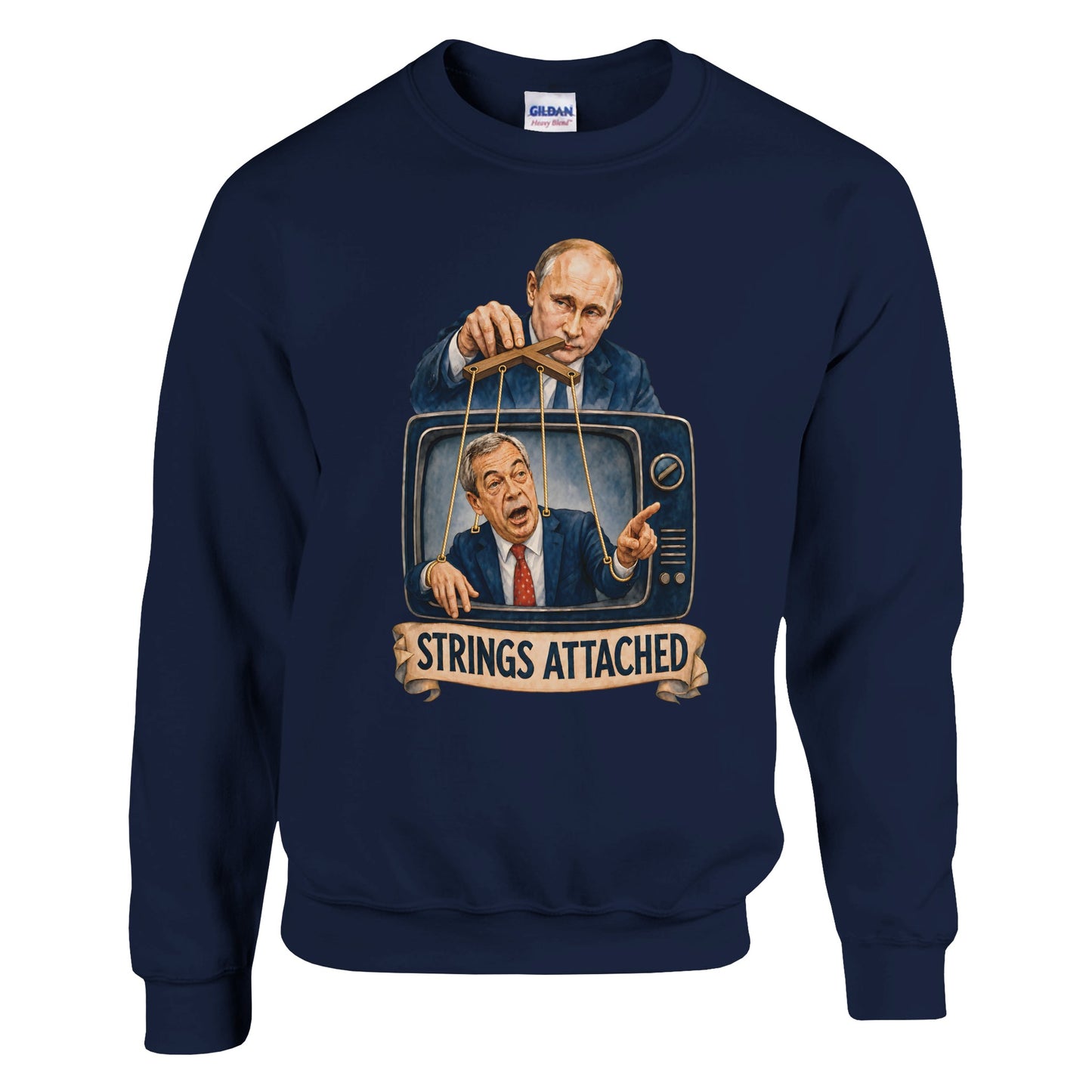 Strings Attached Political Satire Sweatshirt — product view 13