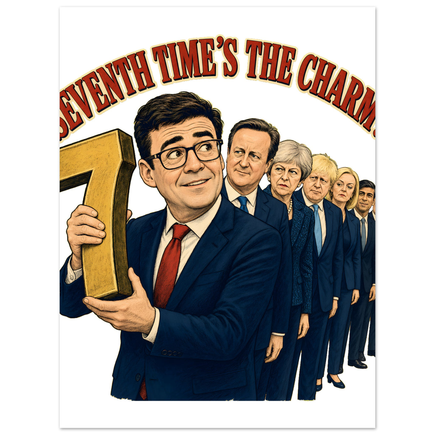 Seventh Time’s the Charm? UK Prime Minister Caricature Aluminium Print