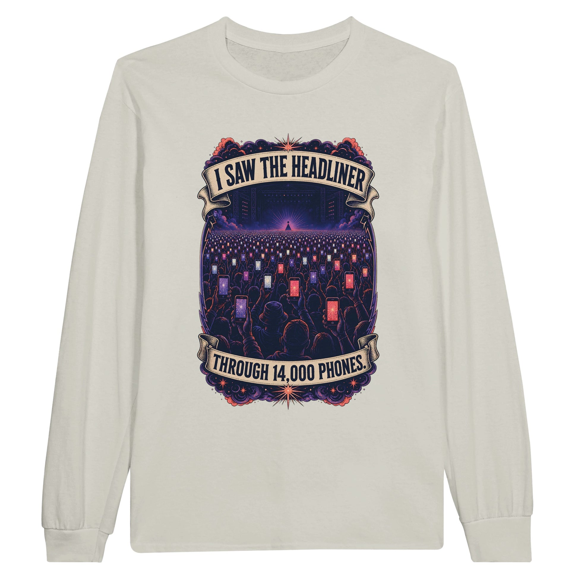 The Headliner Through 14,000 Phones Long-Sleeve T-shirt — product view 4