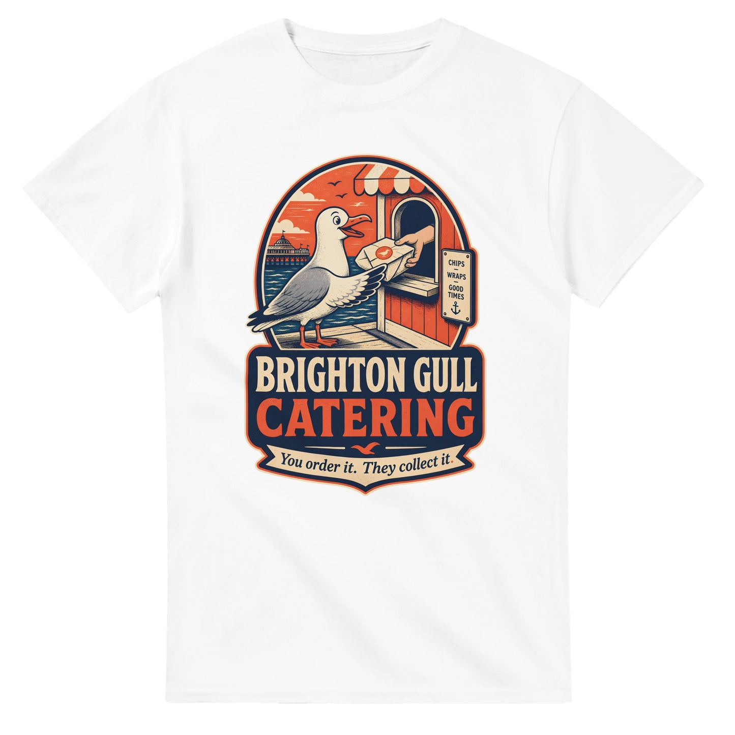 Brighton Gull Catering T-shirt — Illustrated — product view 1