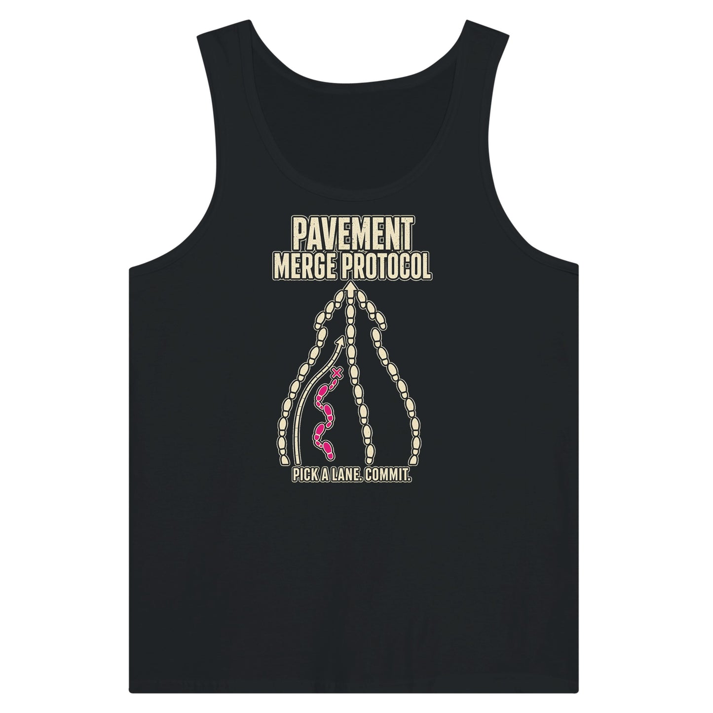 Pavement Merge Protocol — Pick a Lane Premium Unisex Tank Top — product view 8