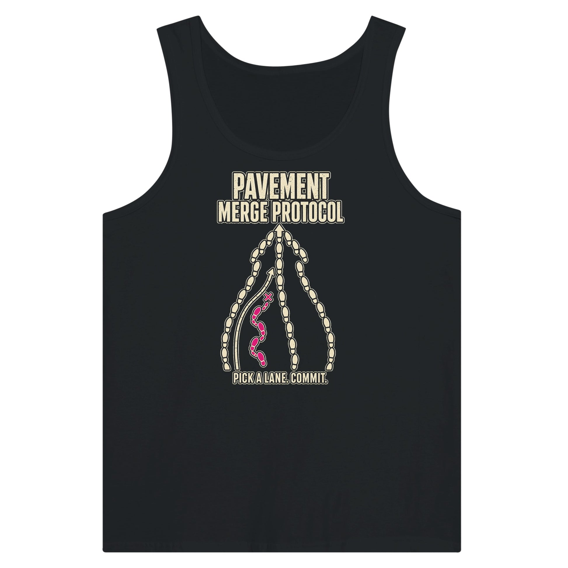 Pavement Merge Protocol — Pick a Lane Premium Unisex Tank Top — product view 8