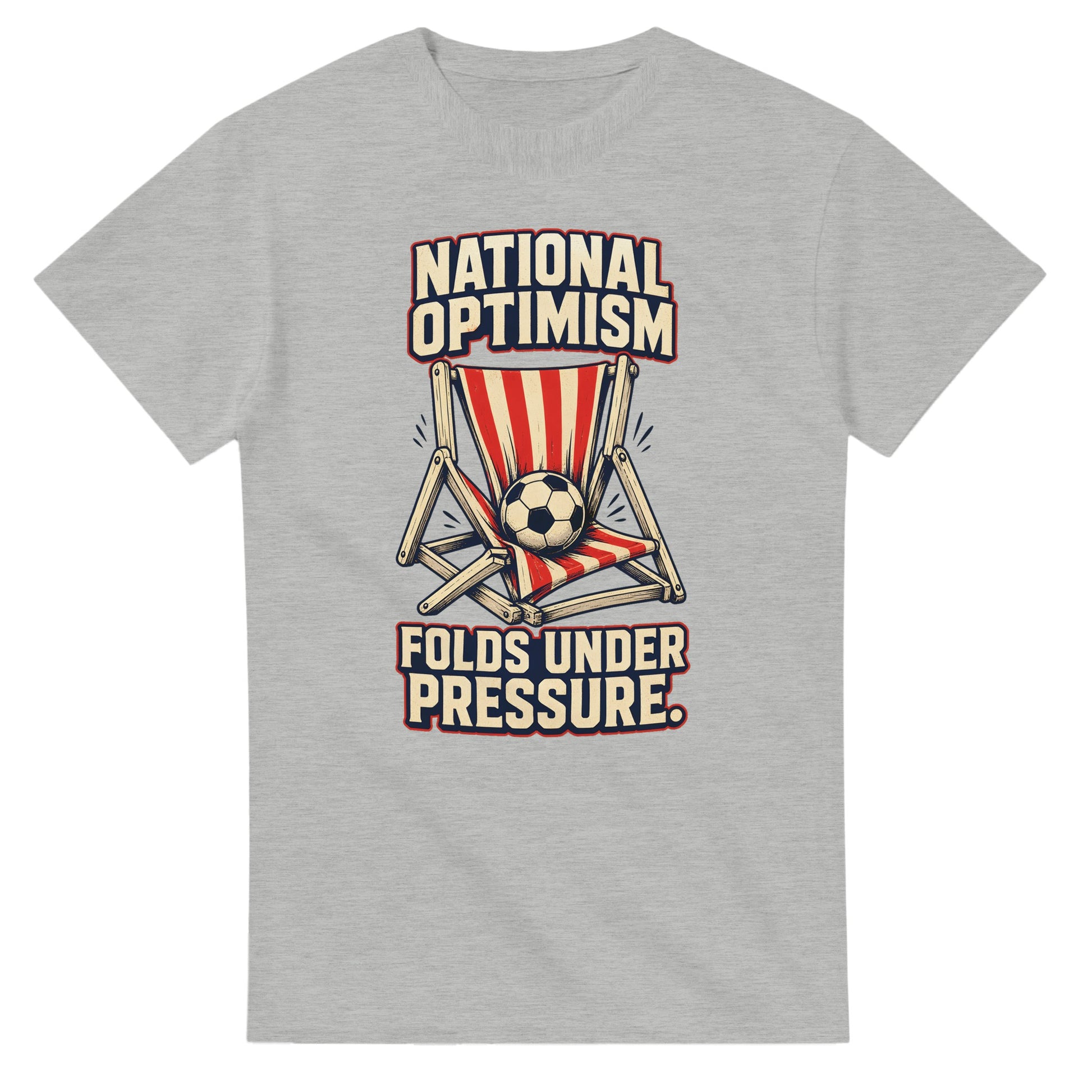 National Optimism Folds Under Pressure Football T-shirt — product view 6