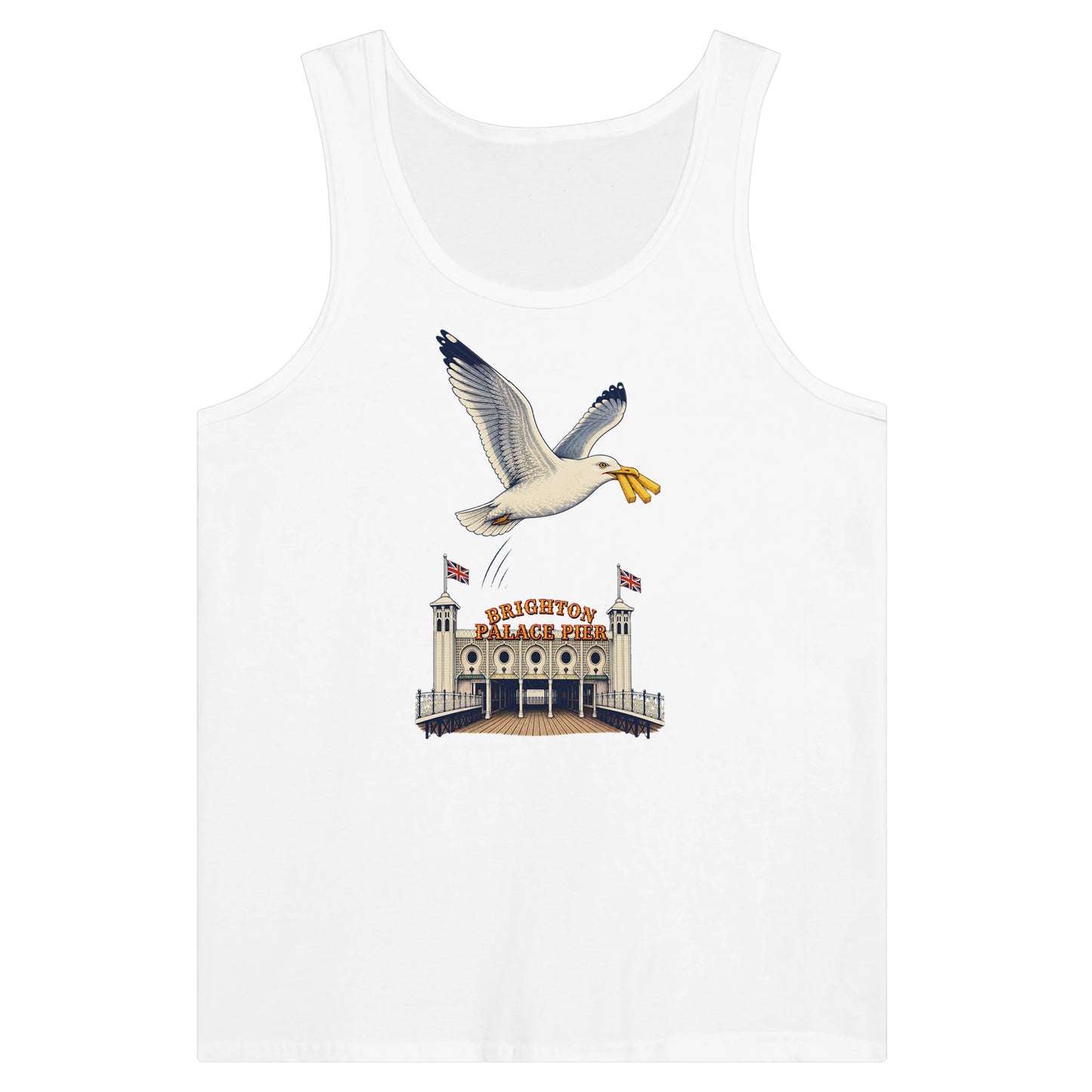 Brighton Palace Pier Chip Heist Premium Unisex Tank Top — product view 1