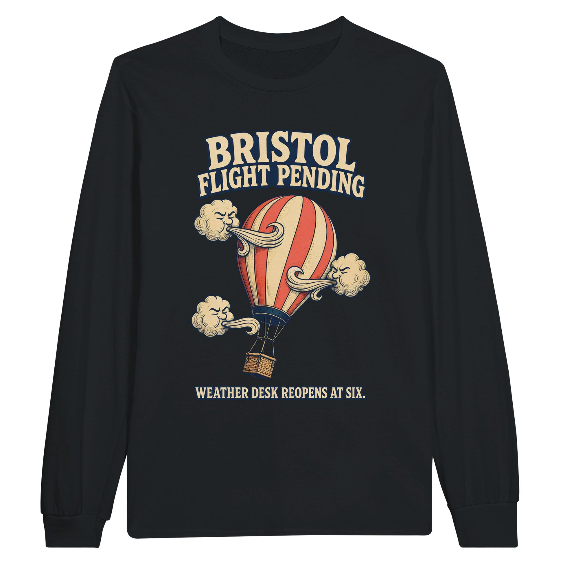 Bristol Flight Pending – Weather Desk Long-Sleeve T-shirt — product view 7