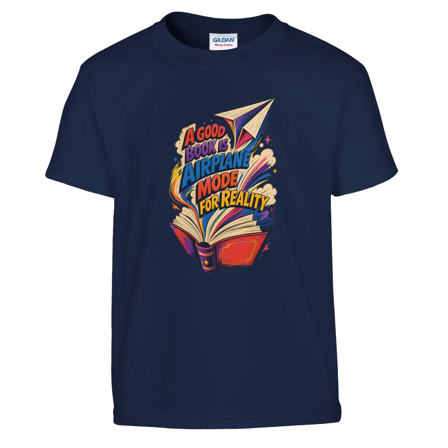 A Good Book Is Airplane Mode for Reality Kids' T-shirt — product view 7