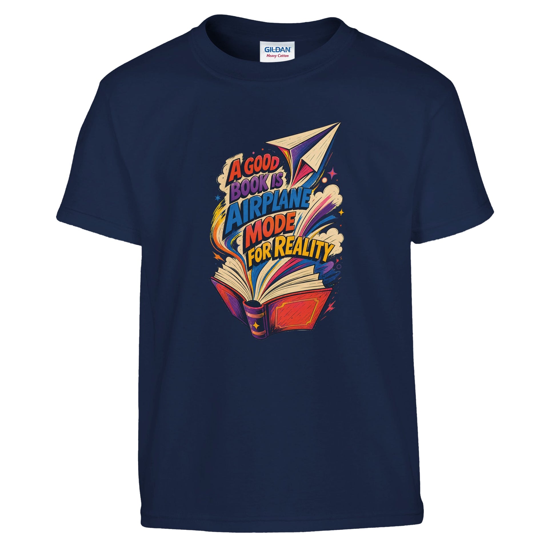 A Good Book Is Airplane Mode for Reality Kids' T-shirt — product view 7