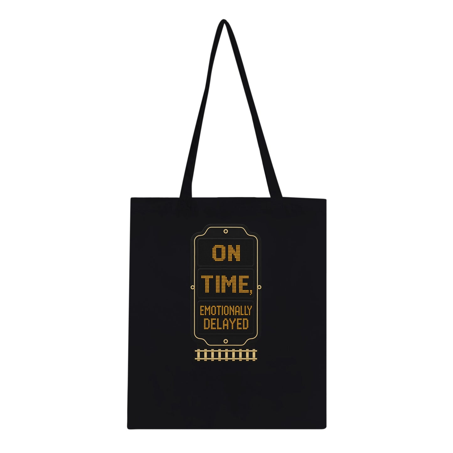 On Time, Emotionally Delayed Rail Graphic Tote Bag — product view 3