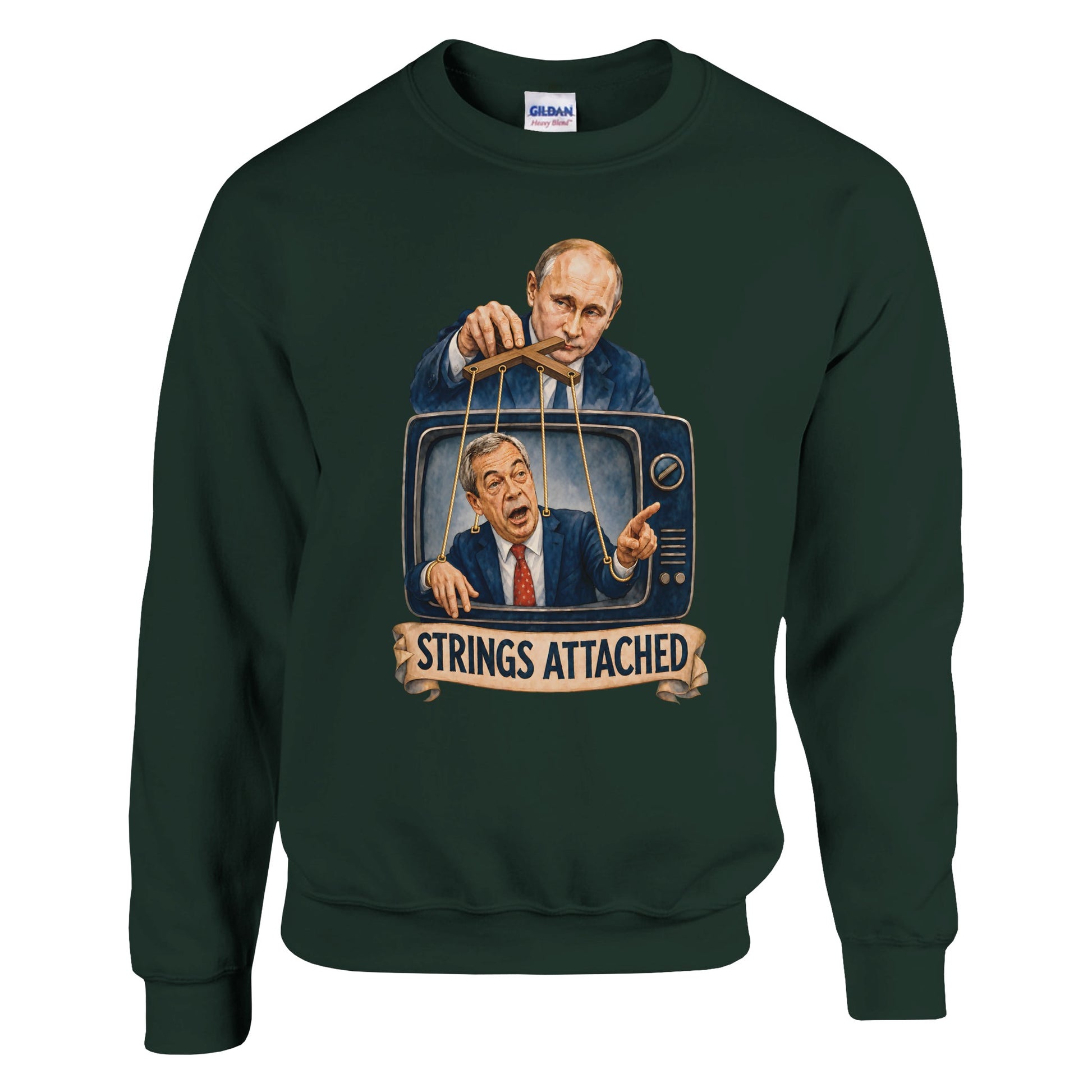 Strings Attached Political Satire Sweatshirt — product view 4