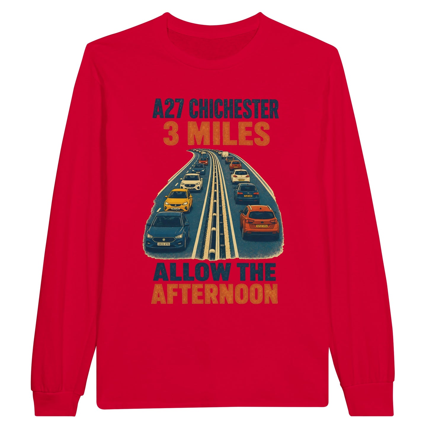 A27 Chichester – 3 Miles, Allow the Afternoon Long-Sleeve T-shirt — product view 8