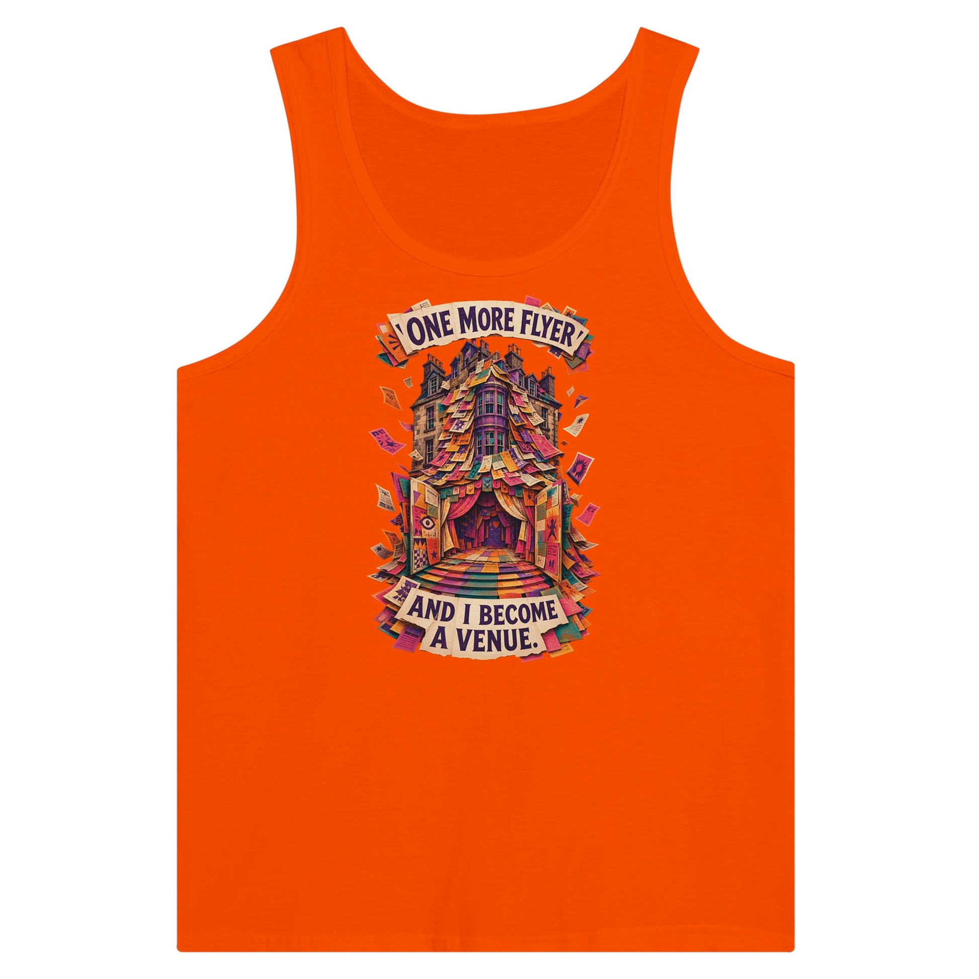 One More Flyer and I Become a Venue Premium Unisex Tank Top — product view 7