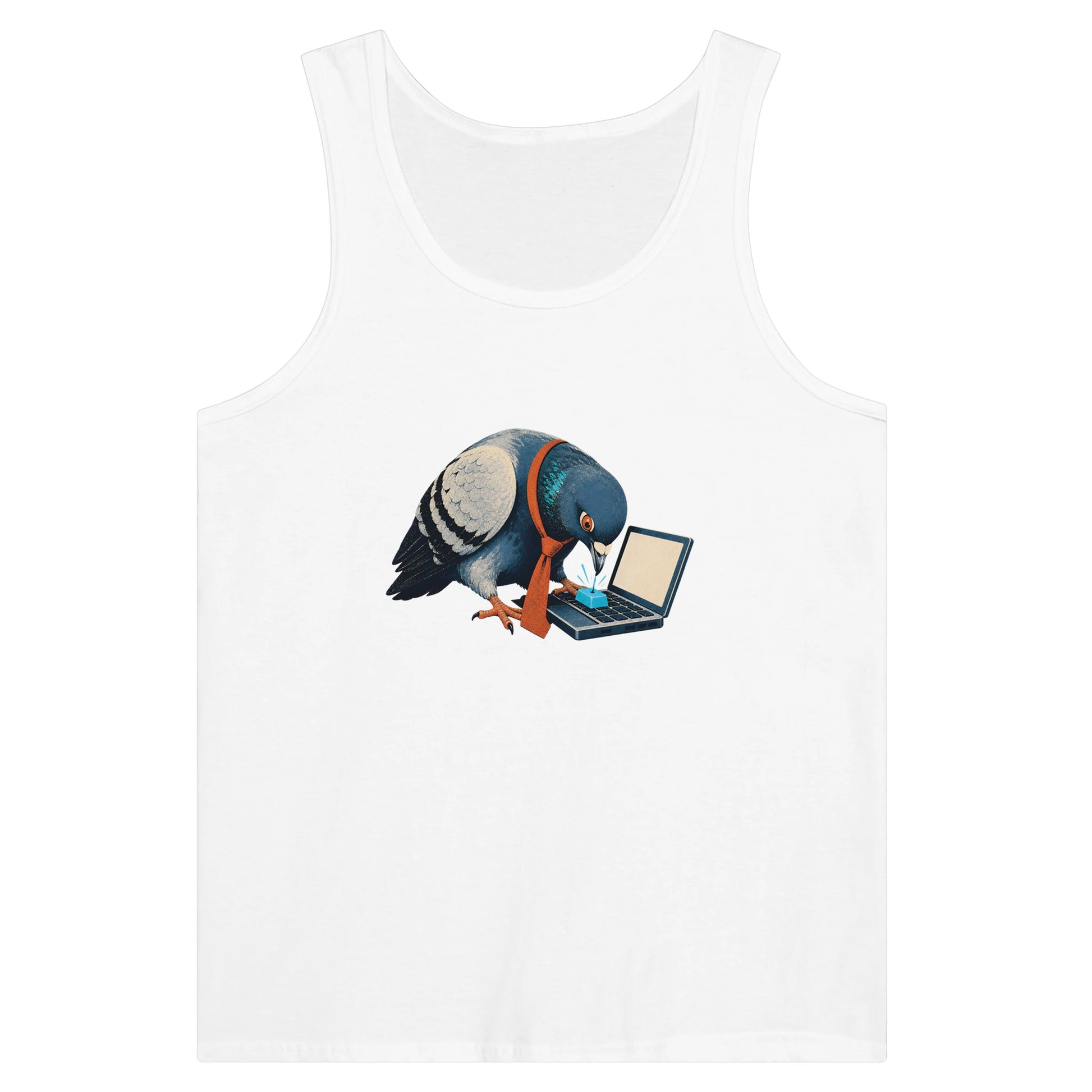 Pigeon Hits Send Premium Unisex Tank Top — product view 1
