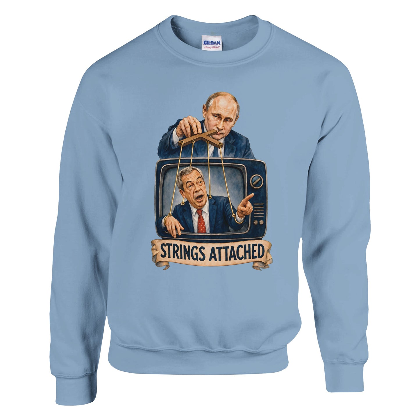 Strings Attached Political Satire Sweatshirt — product view 15
