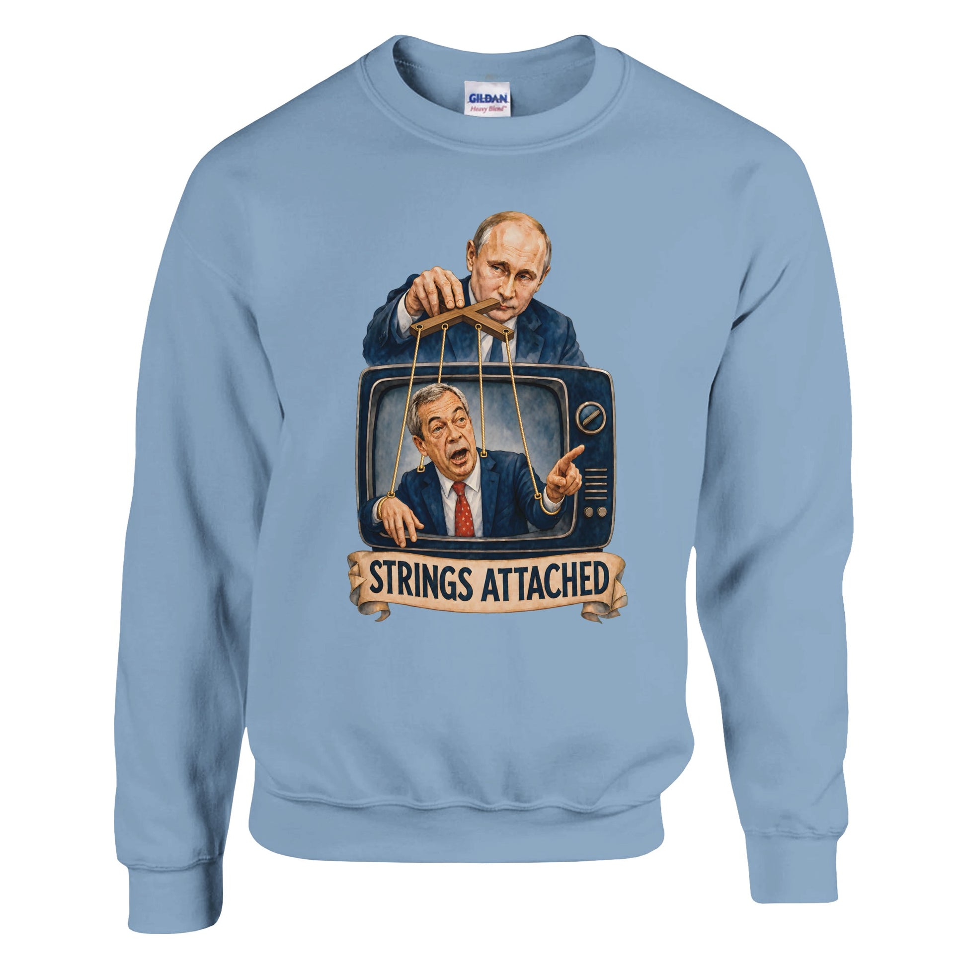 Strings Attached Political Satire Sweatshirt — product view 15