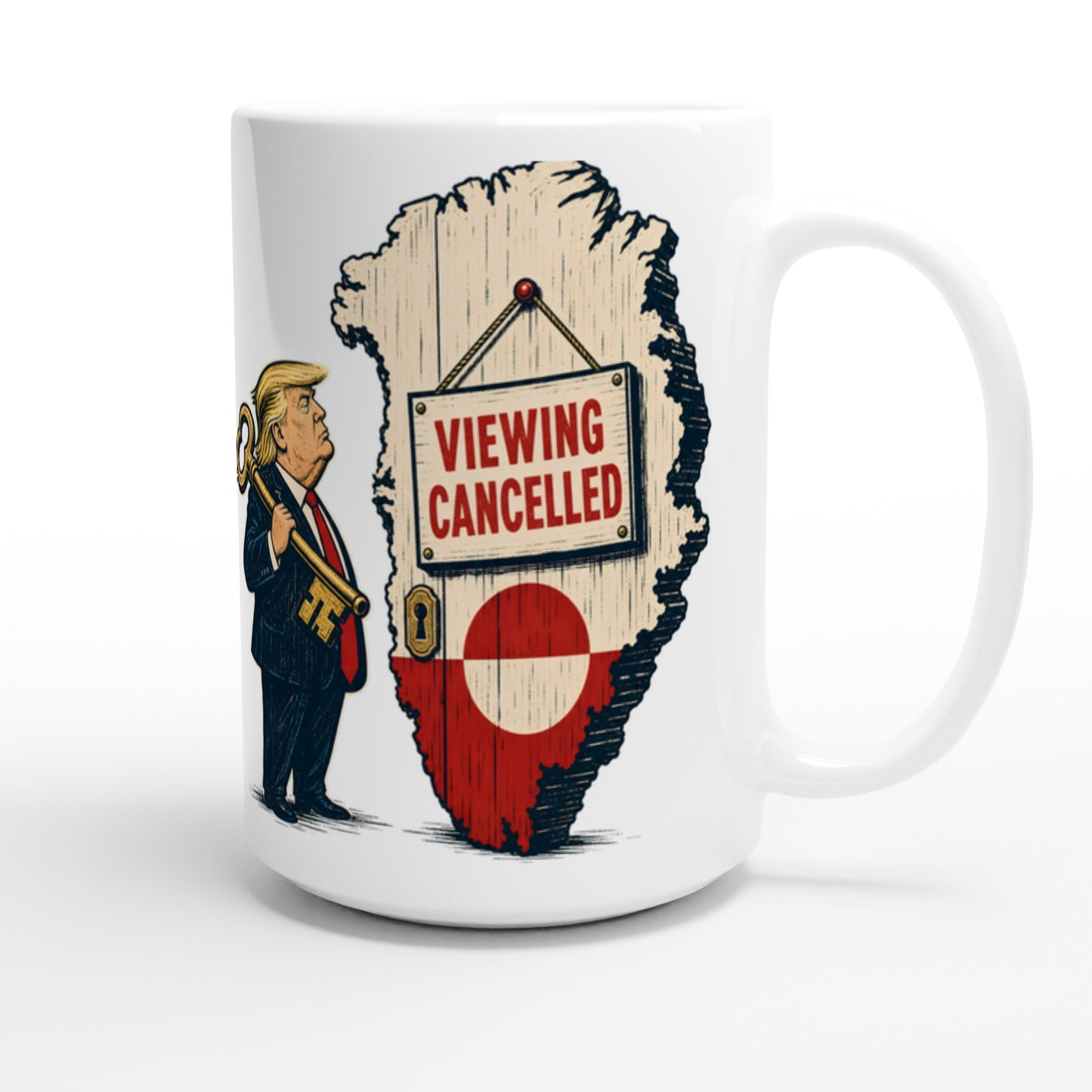 Viewing Cancelled — Greenland Political Satire Large Mug — product view 3