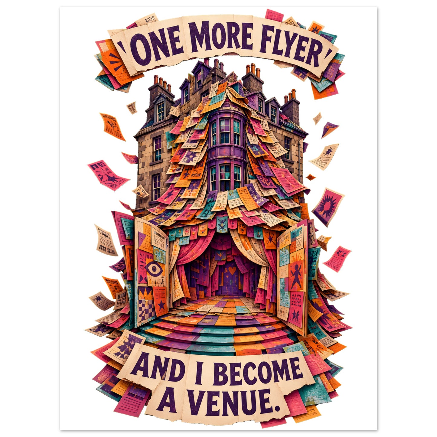 One More Flyer and I Become a Venue Aluminium Print — product view 1