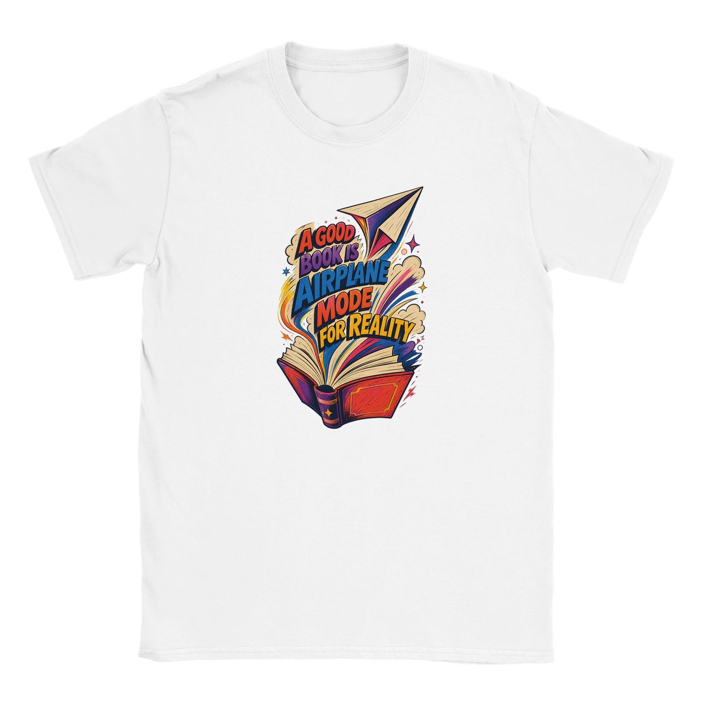 A Good Book Is Airplane Mode for Reality Kids' T-shirt — product view 15