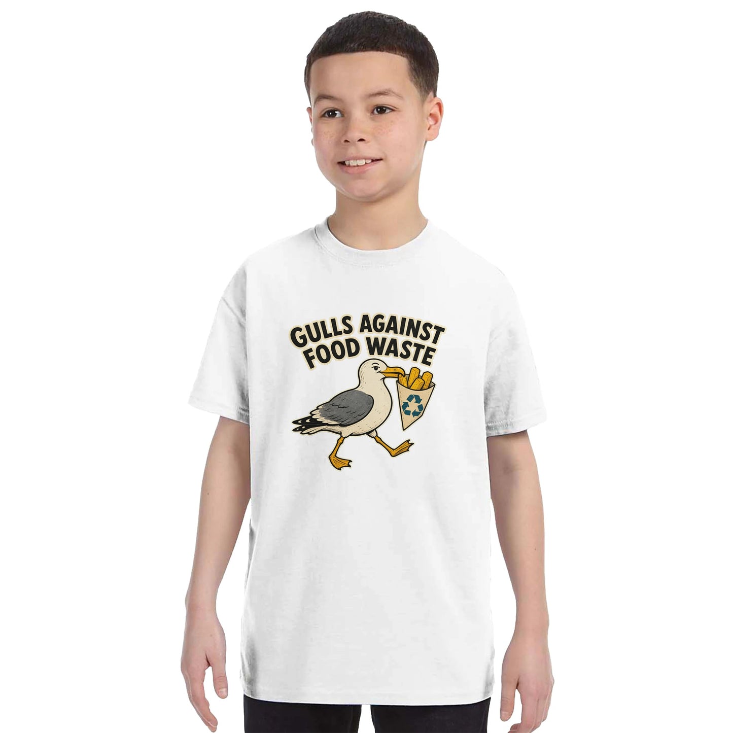 Gulls Against Food Waste Graphic Kids' T-shirt — product view 16