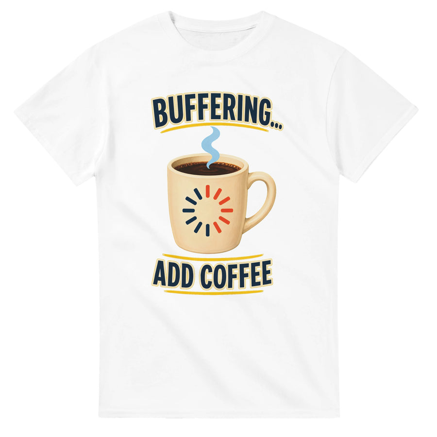 Buffering... Add Coffee — Outlined Loading Mug Graphic