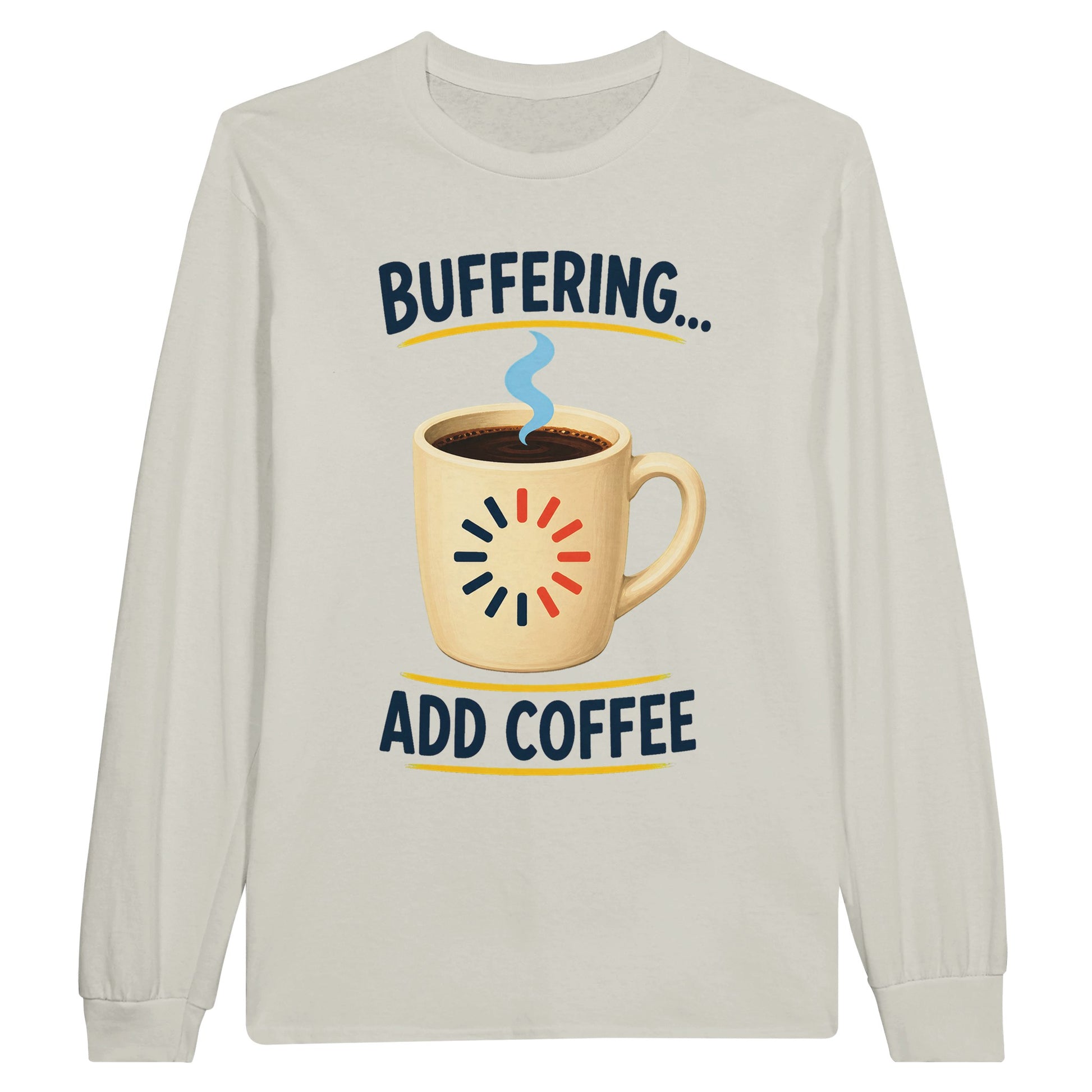 Buffering Brew — Add Coffee Tech Graphic Long-Sleeve T-shirt — product view 4