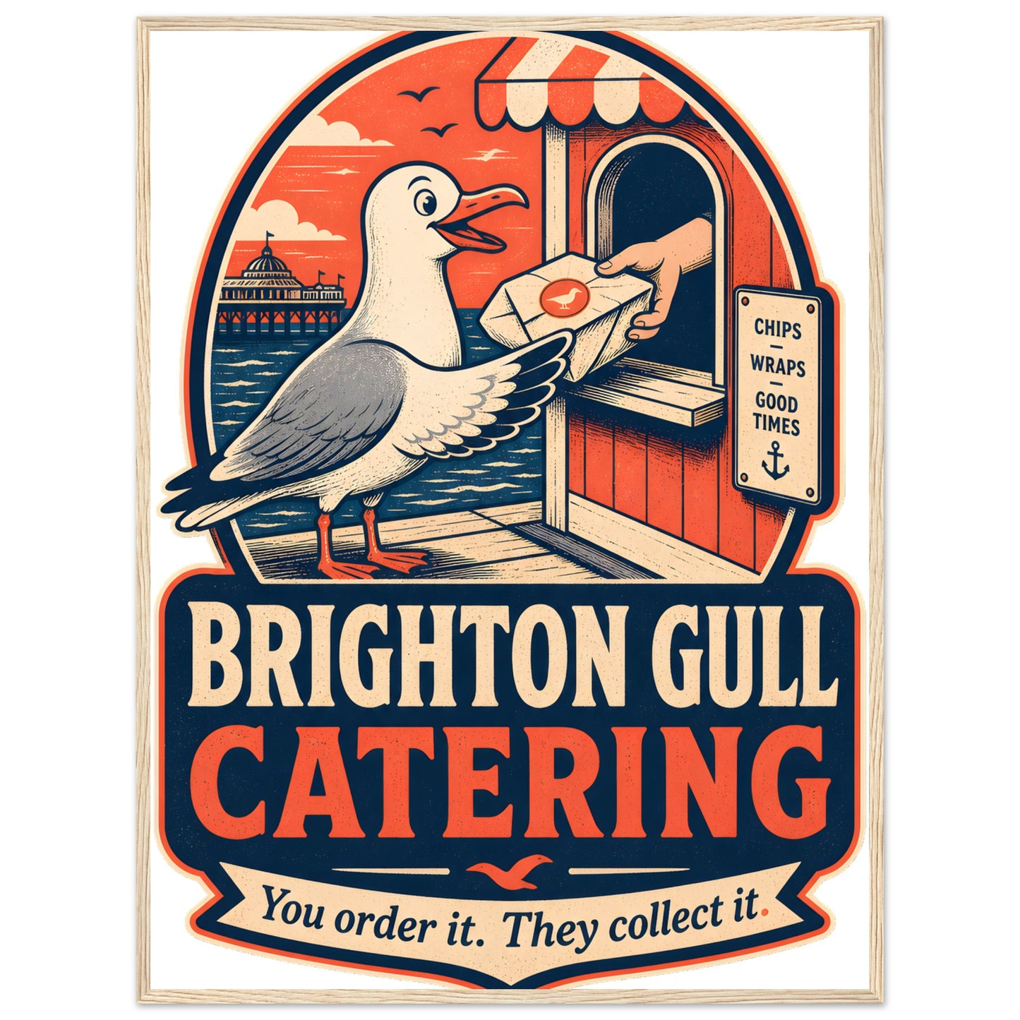 Brighton Gull Catering — Illustrated Framed Wall Art — product view 5