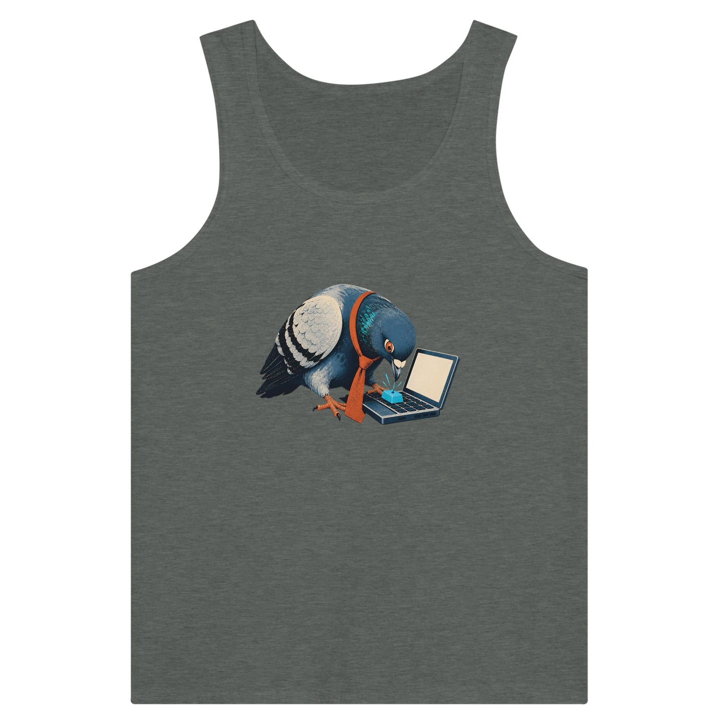 Pigeon Hits Send Premium Unisex Tank Top — product view 4