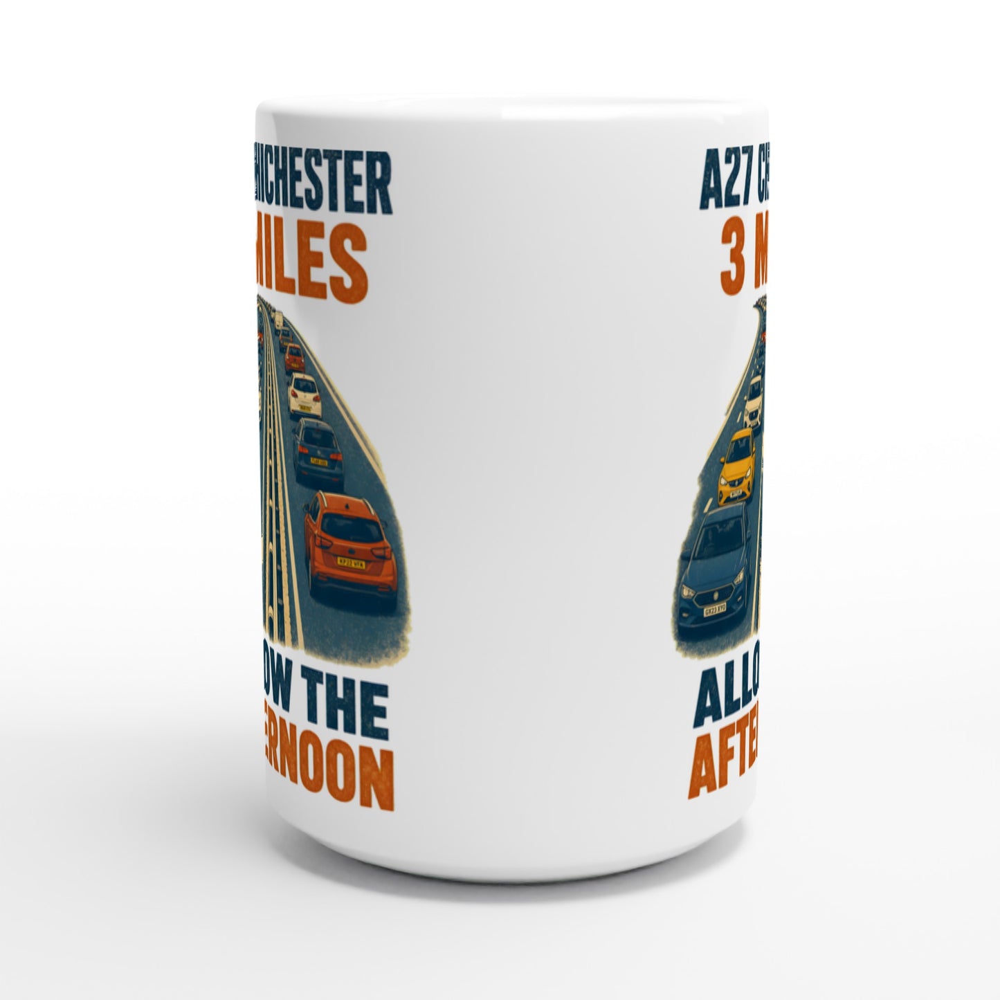 A27 Chichester – 3 Miles, Allow the Afternoon Large Mug — product view 2