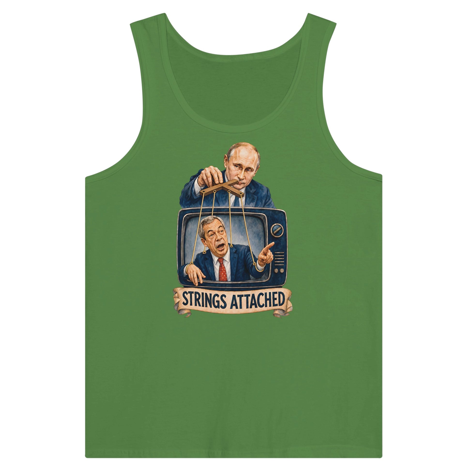 Strings Attached Political Satire Premium Unisex Tank Top — product view 13