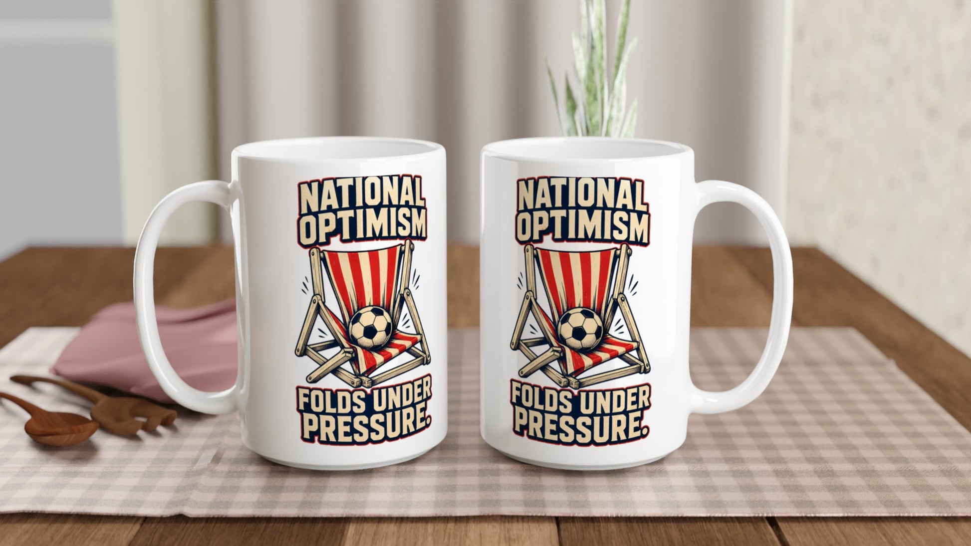 National Optimism Folds Under Pressure Football Large Mug — product view 5