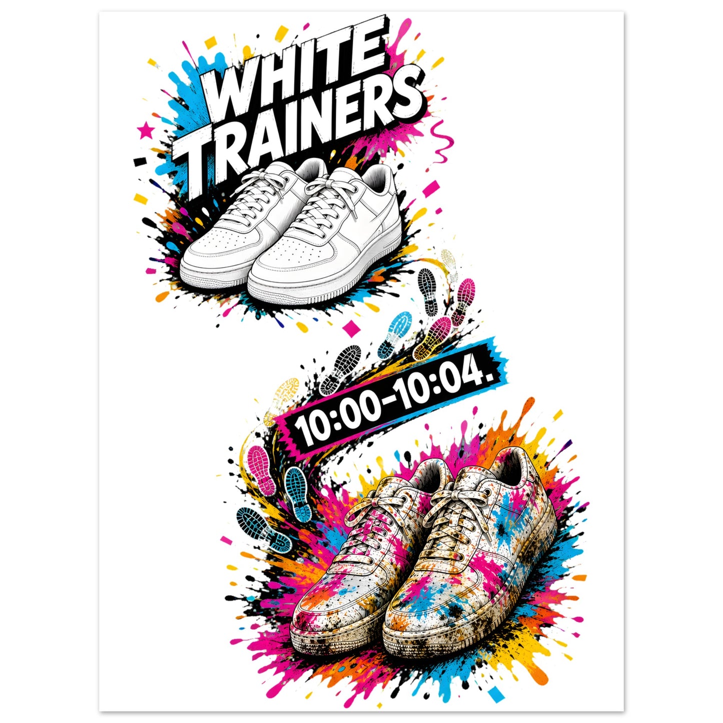 White Trainers: 10:00–10:04 Aluminium Print — product view 1