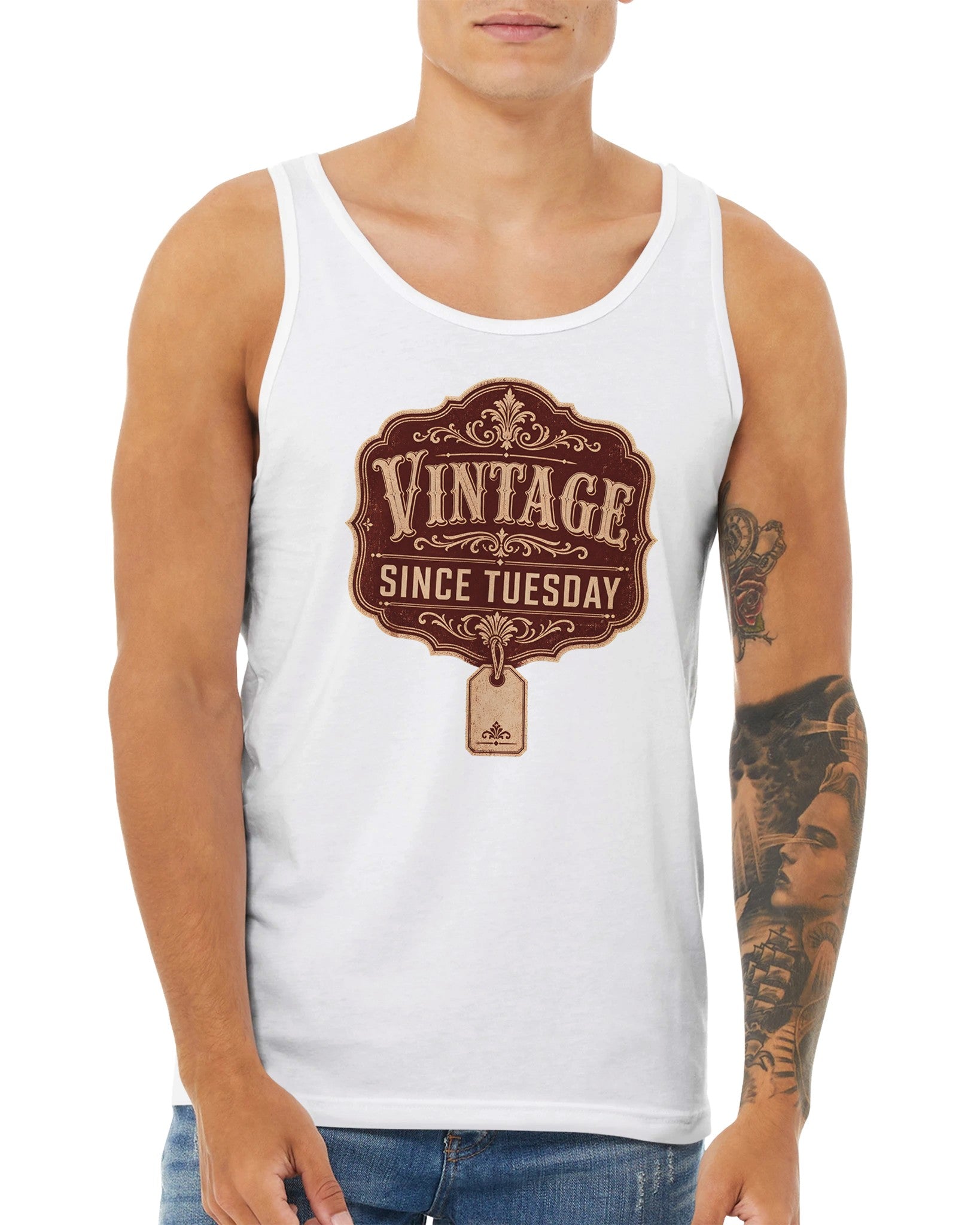Vintage Since Tuesday Premium Unisex Tank Top — product view 15