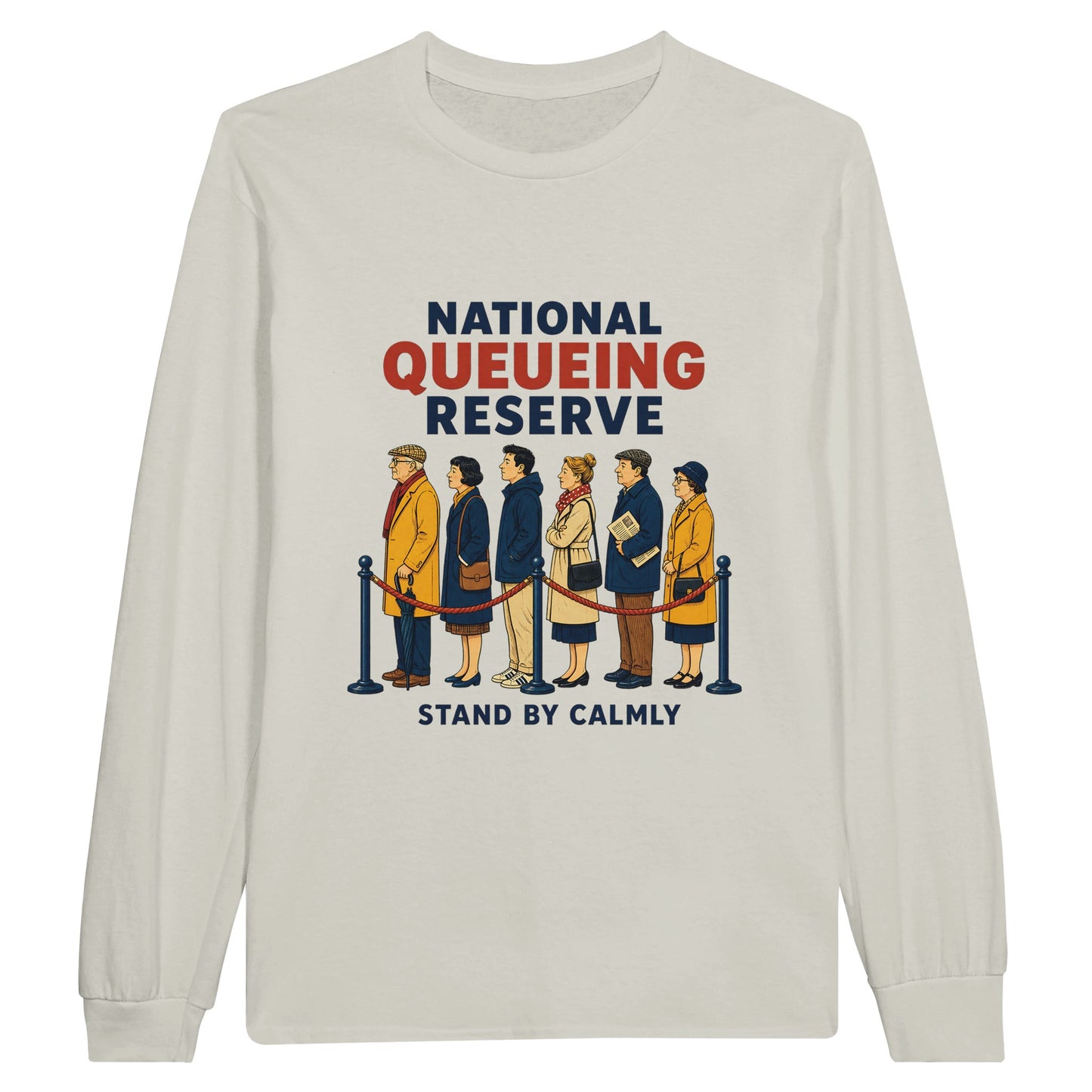 National Queueing Reserve – British Queue Graphic Long-Sleeve T-shirt — product view 14